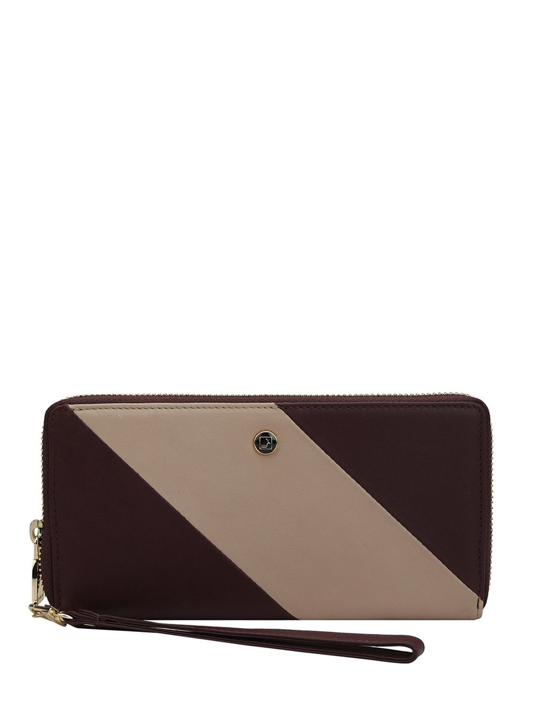 

Da Milano Women Colourblocked Leather Zip Around Wallet, Burgundy