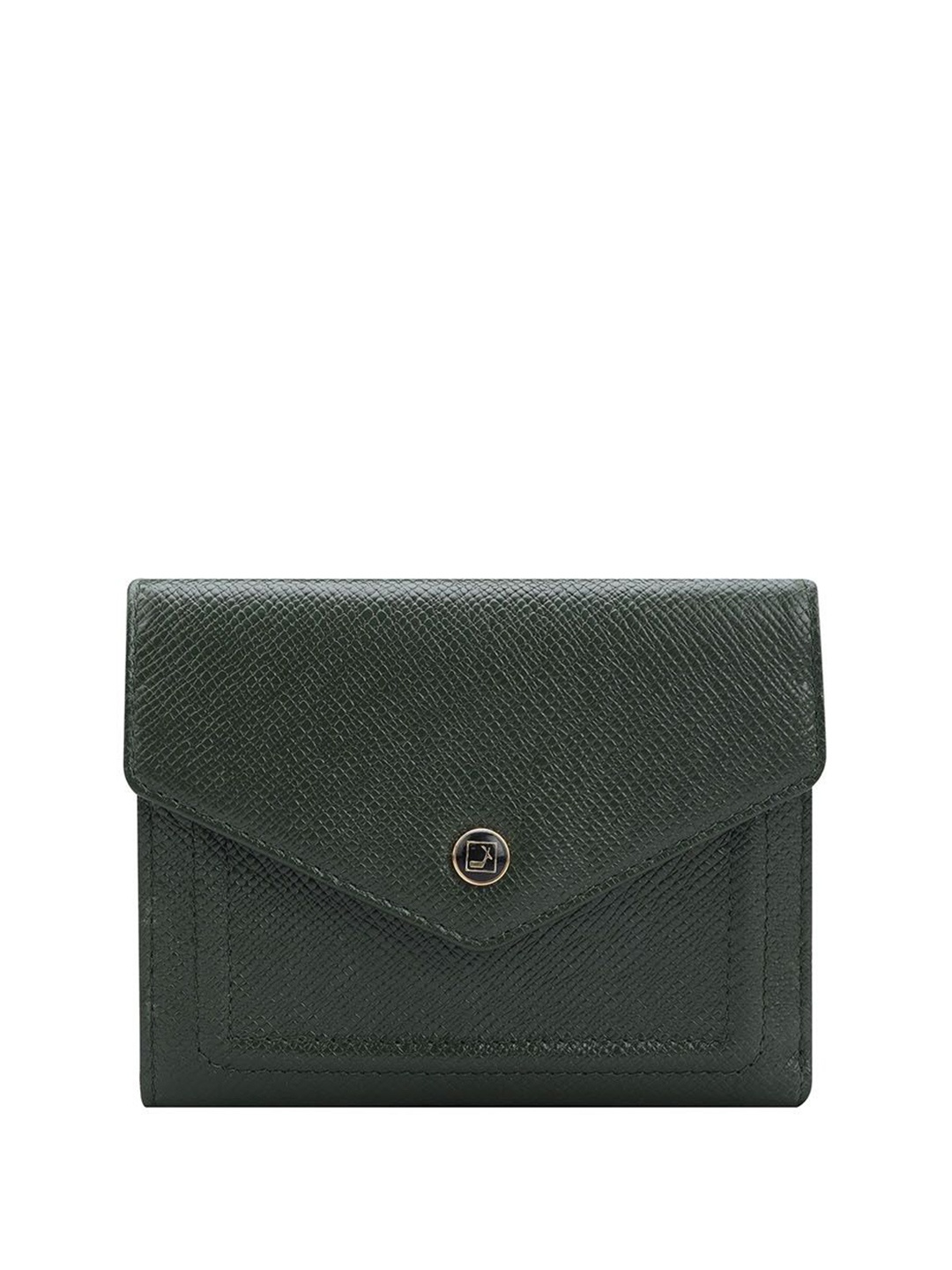 

Da Milano Women Button Closure Textured Leather Envelope, Green