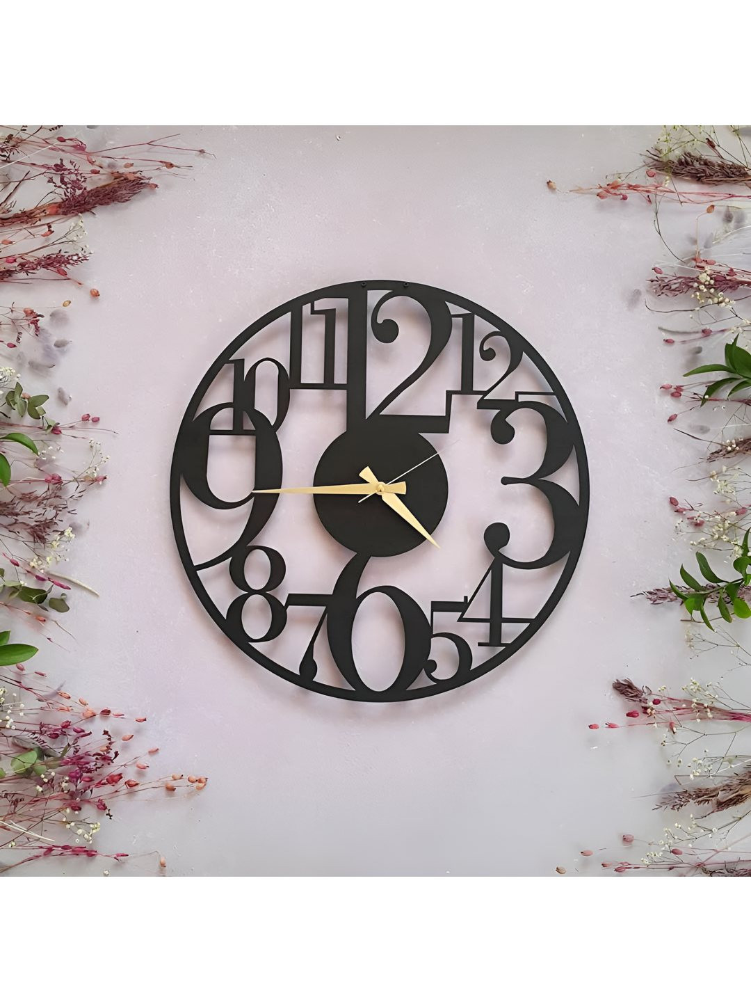 

WALLCENTRE Black Textured Contemporary Analogue Round Metal Wall Clock