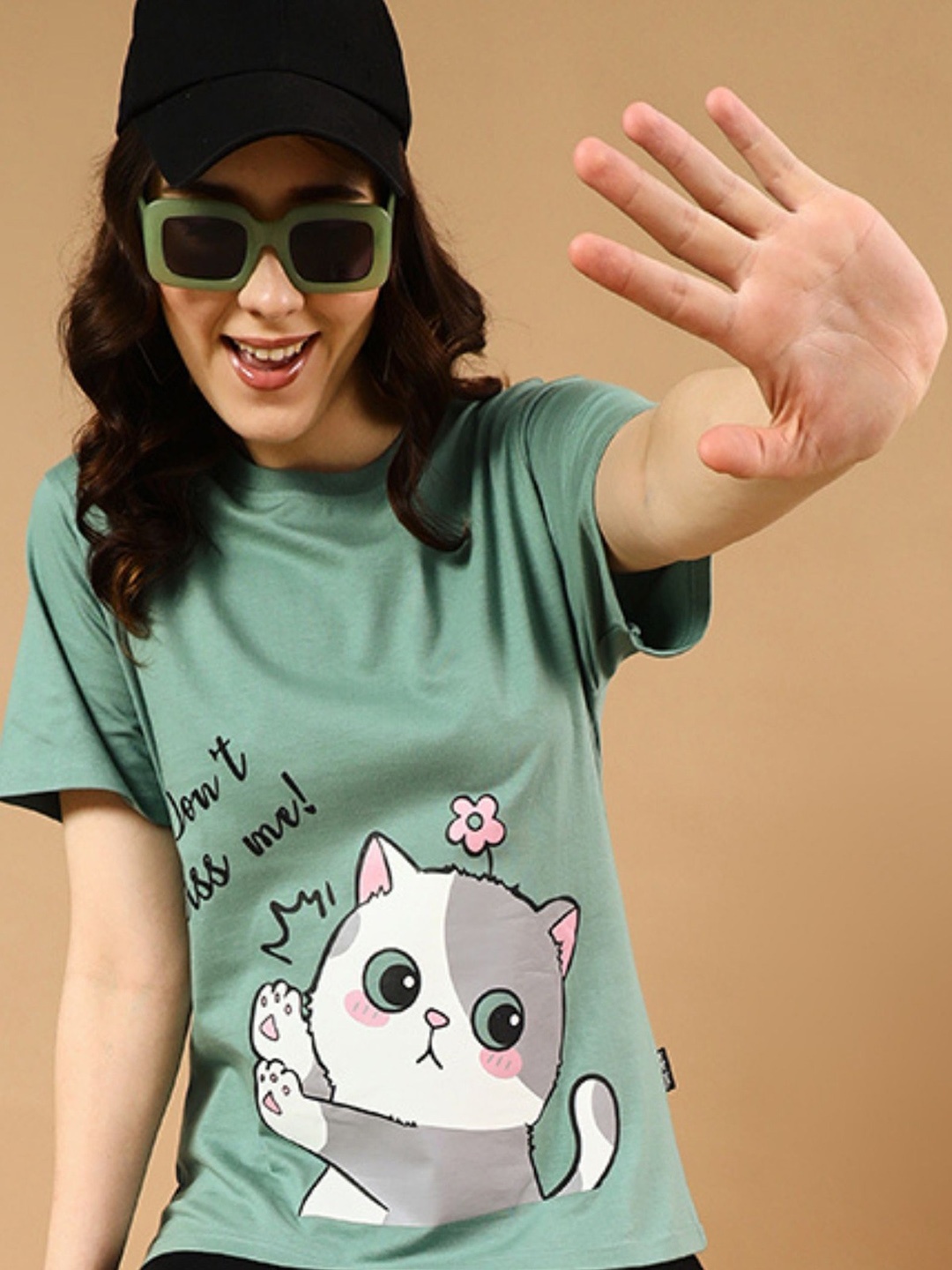

The Dry State Women Printed Oversized Cotton T-shirt, Green