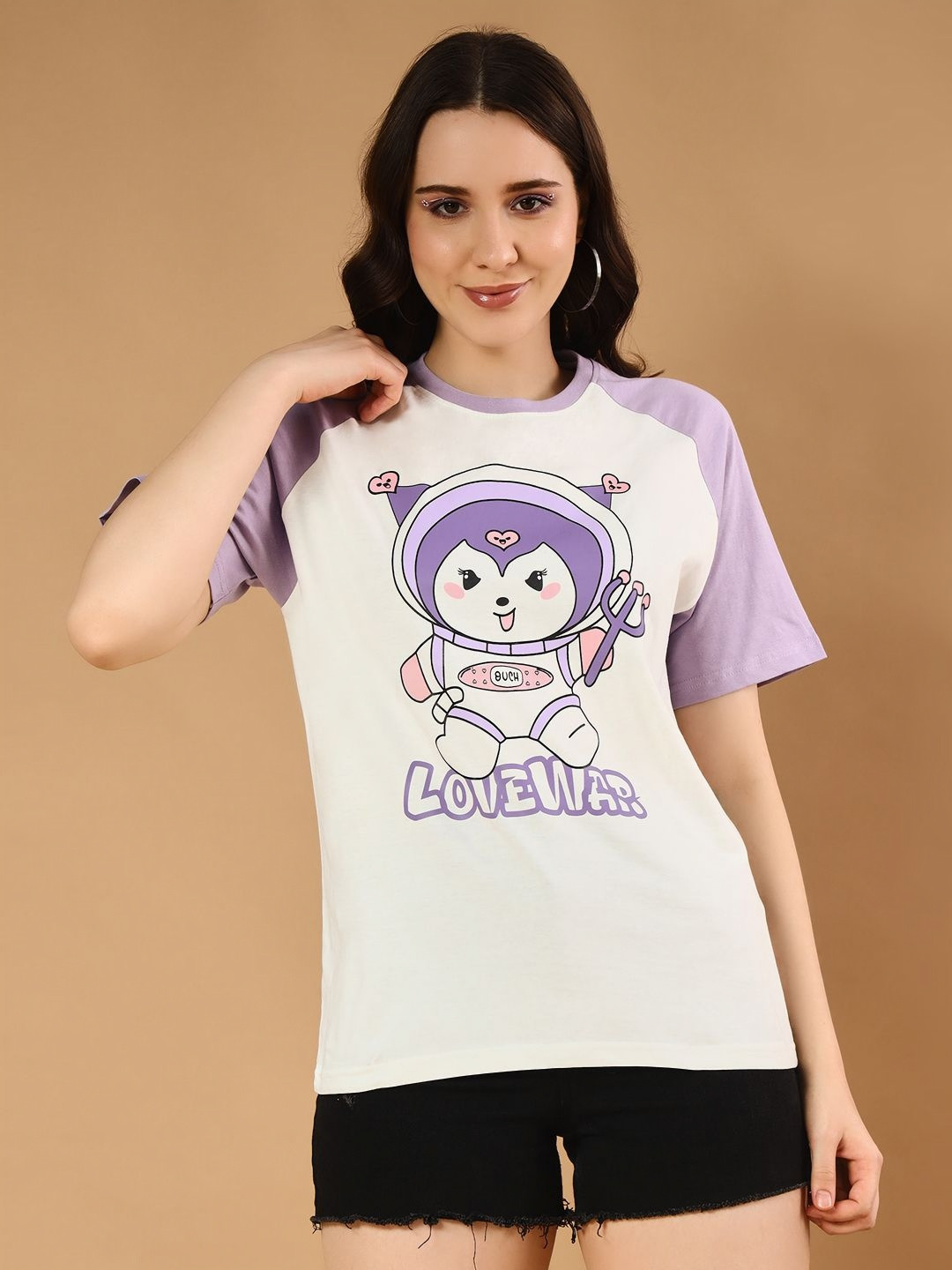

The Dry State Women Graphic Printed Round Neck Cotton Oversized T-Shirt, White