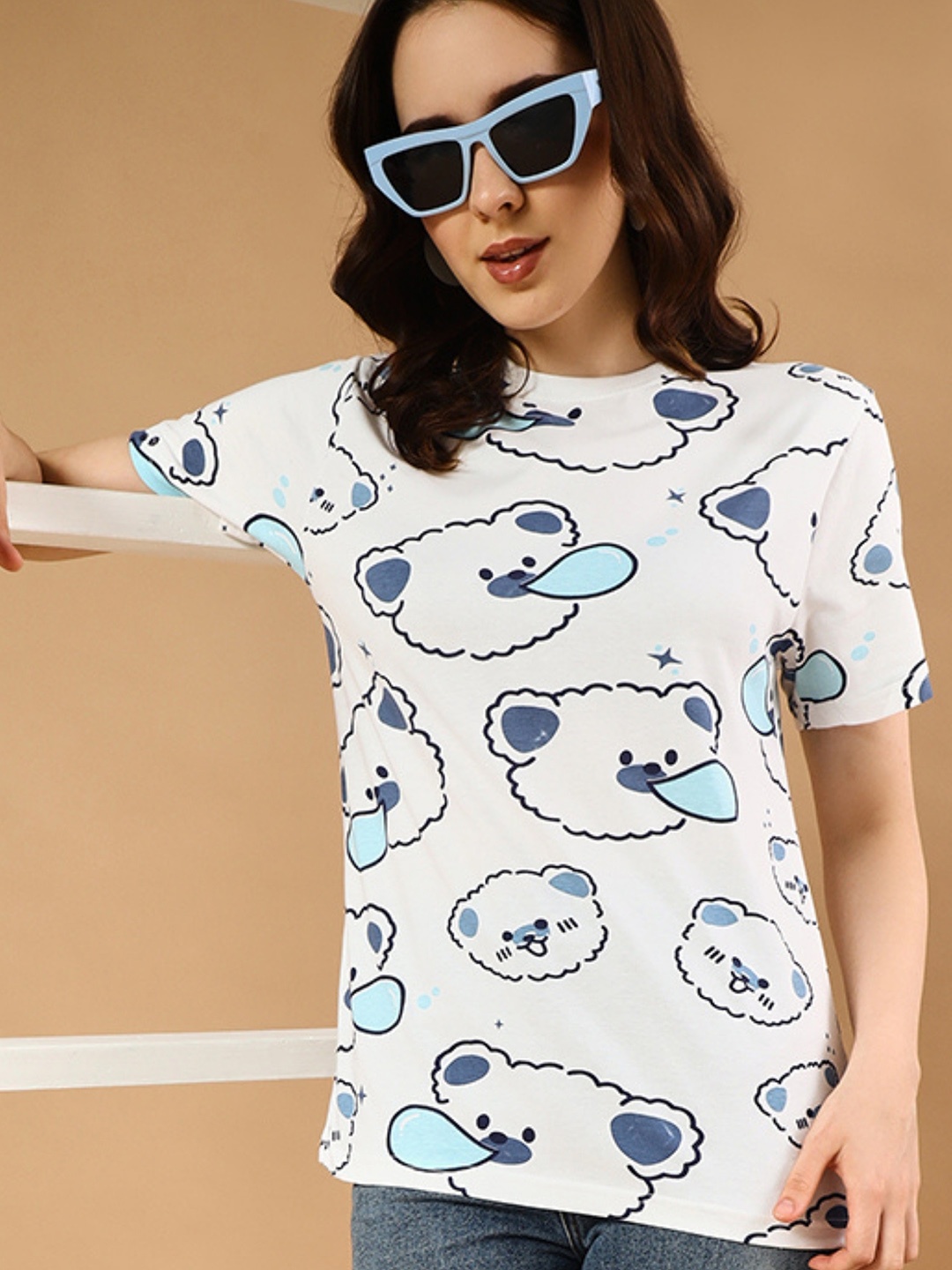 

The Dry State Women Conversational Printed Cotton T-shirt, White