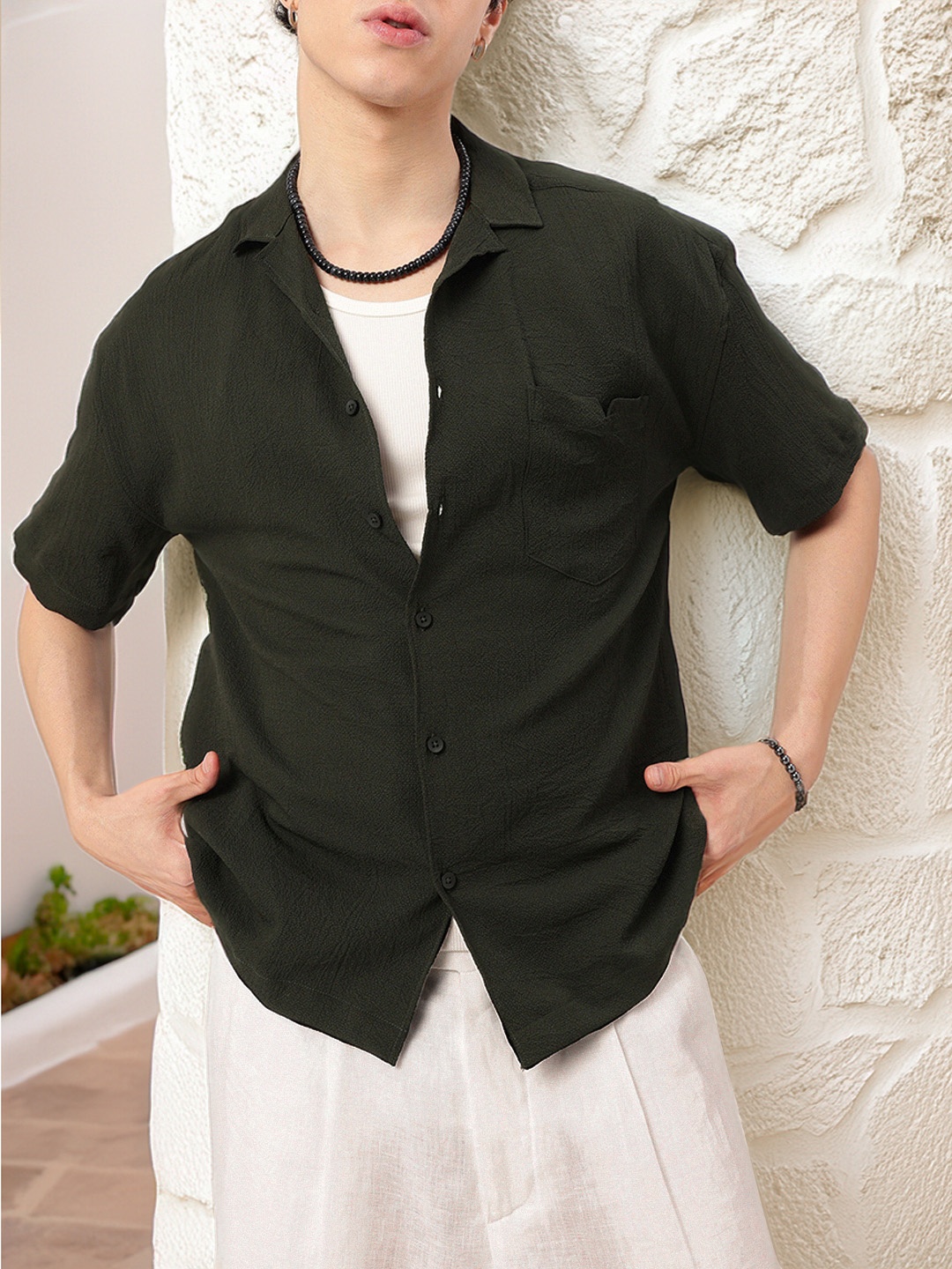 

Resort Classics Crepe Relaxed Fit Shirt, Olive