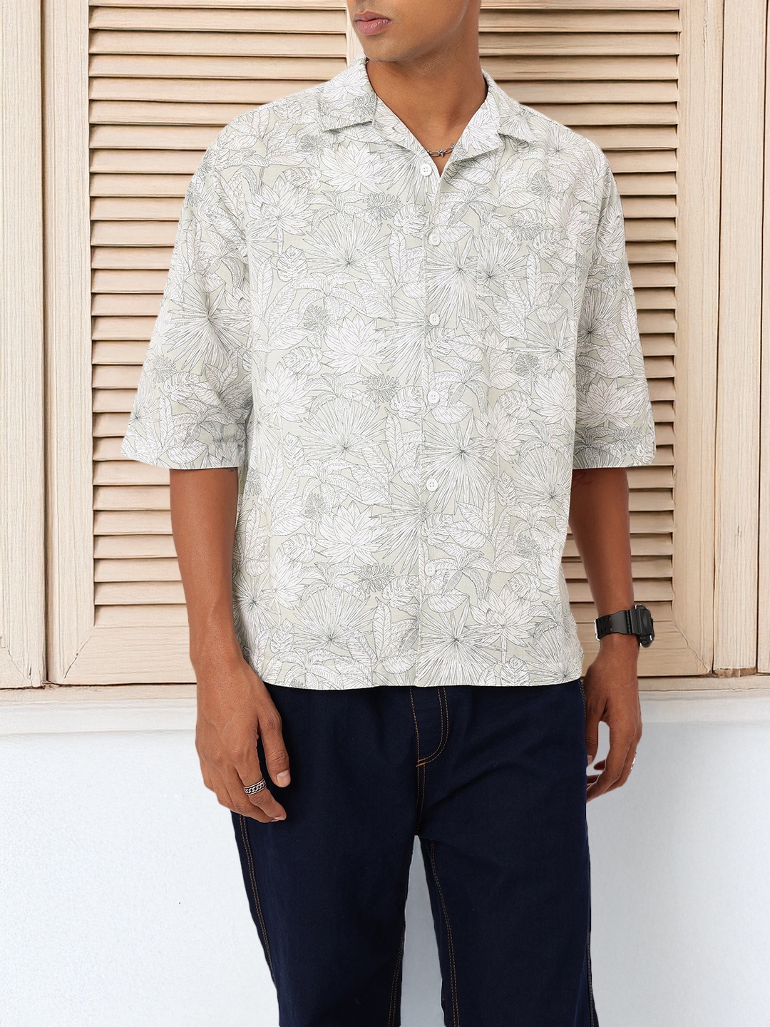 

Kook N Keech Voyage Tropical Serenity Print Relaxed Fit Shirt, Green