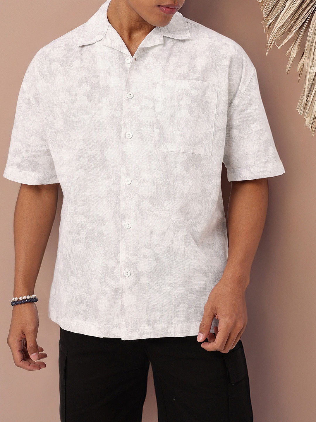 Kook N Keech Holiday Escape Fresh Floral Printed Relaxed Fit Shirt, Grey