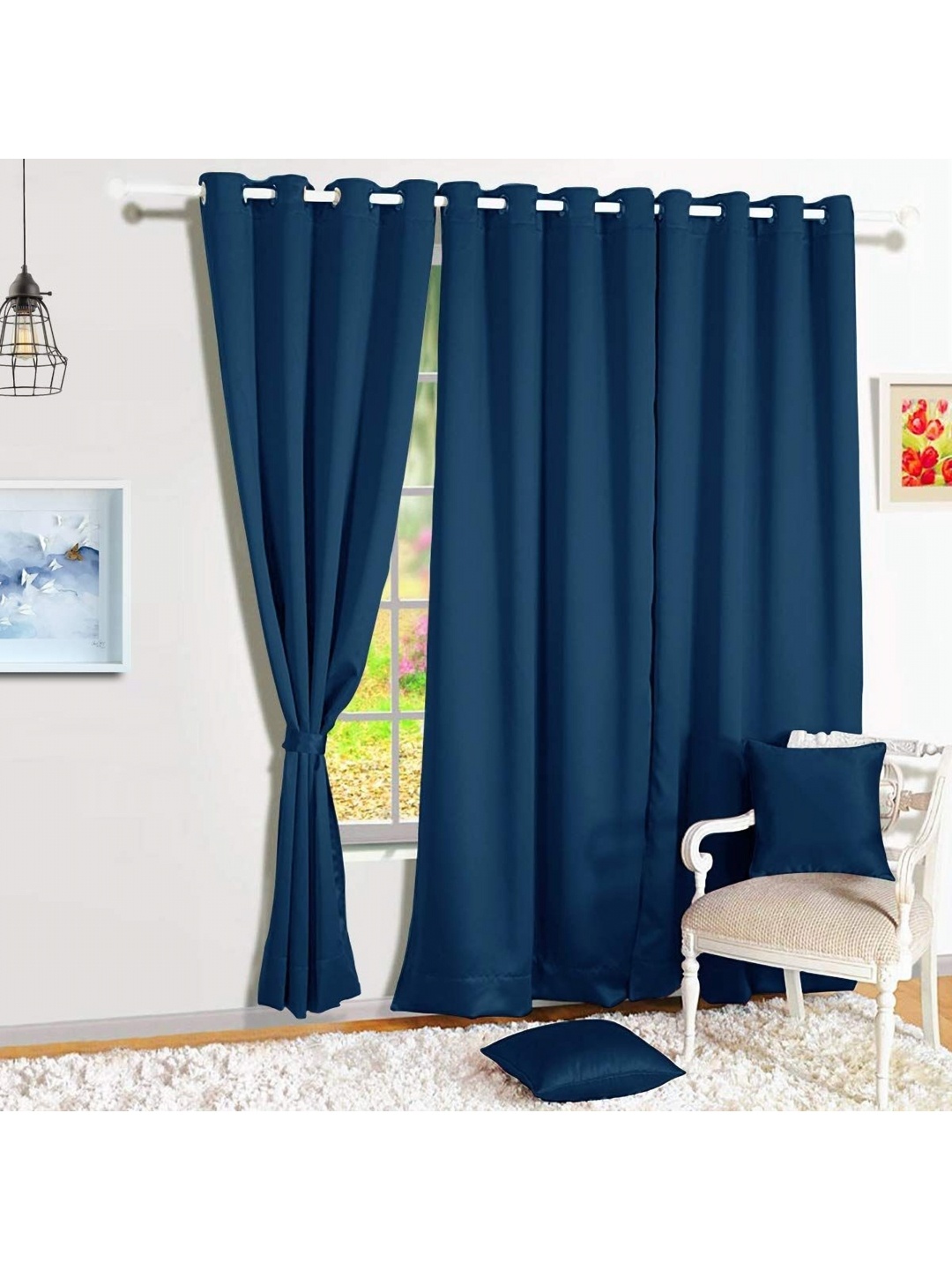 

BFAM Blue 2 Pieces Sheer Window Curtains