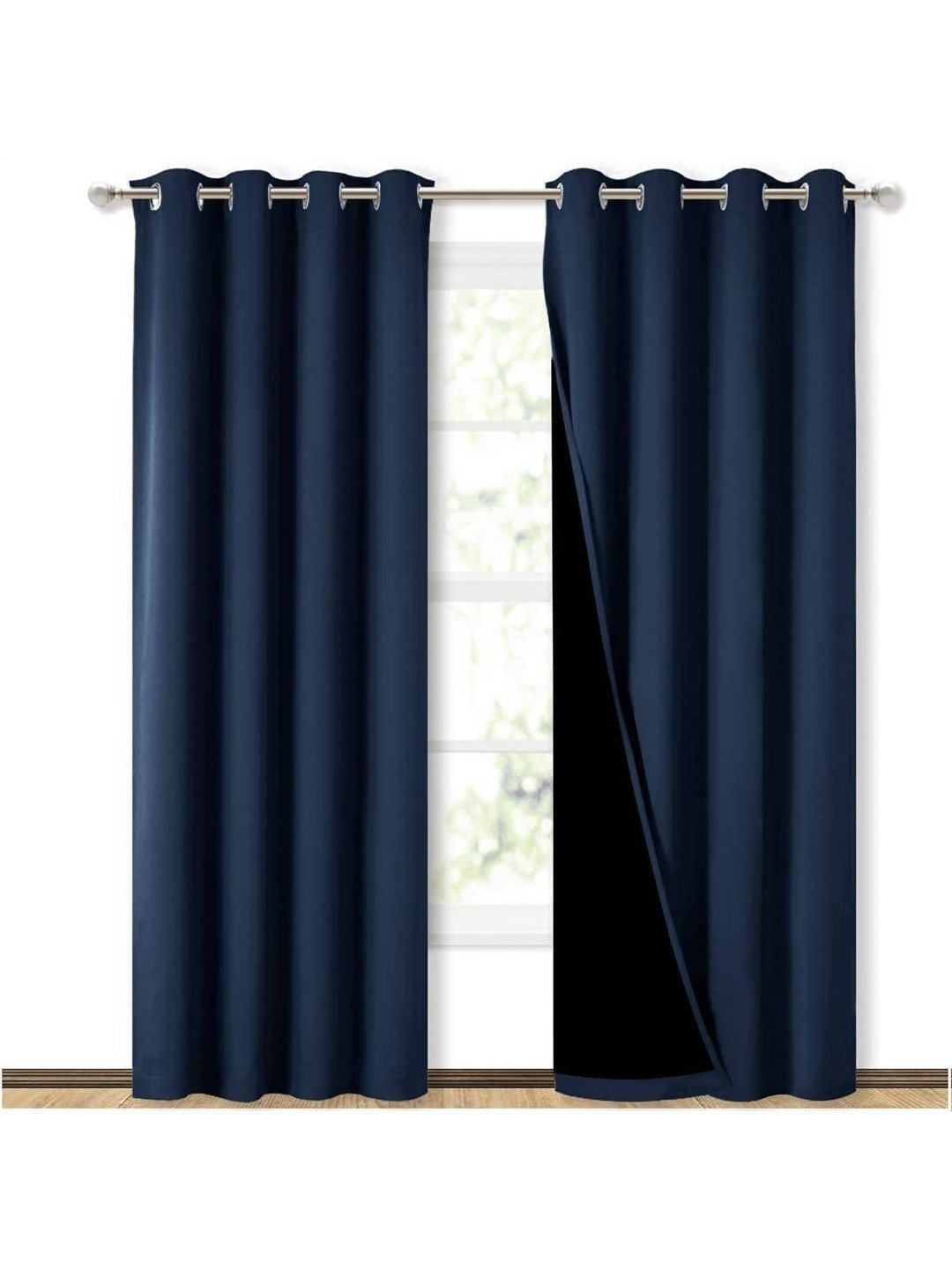 

BFAM Blue 2 Pieces Black Out Window Curtains