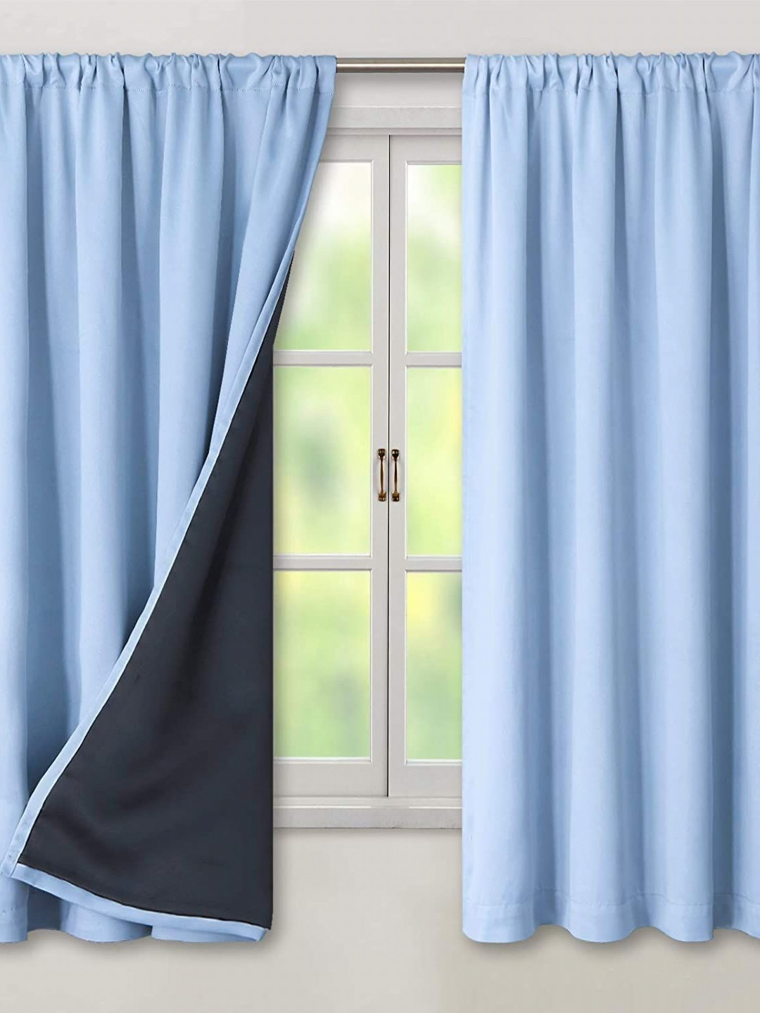 

BFAM Blue & Black 2 Pieces Black Out Long Door Curtains