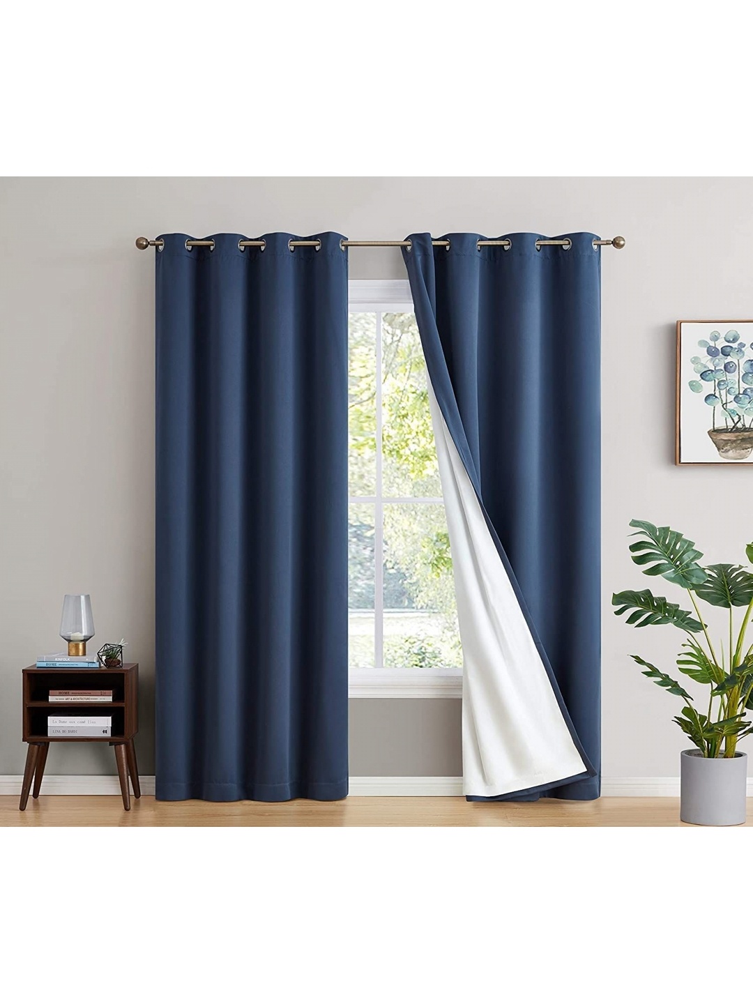 

BFAM Blue 2 Pieces Black Out Door Curtains