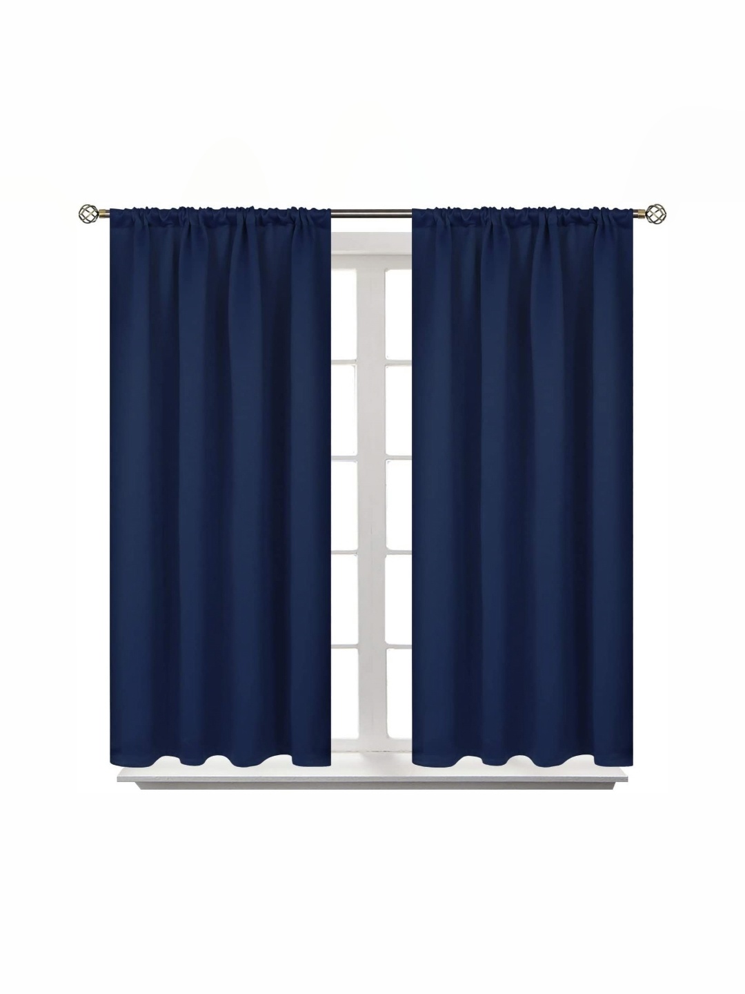 

BFAM Blue & Black 2 Pieces Black Out Window Curtains