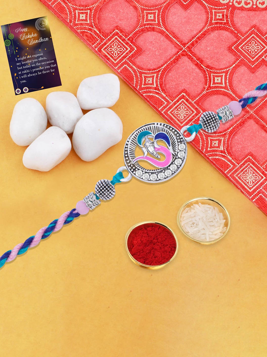 

Silver Shine Rakhi With Greeting Card