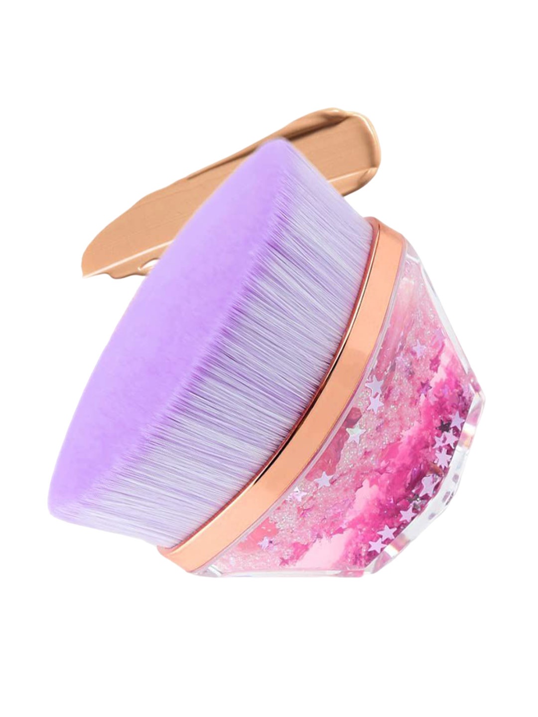 

KAZARMAA Kabuki Hexagon Shape Glitter Design Foundation Makeup Brush, Purple