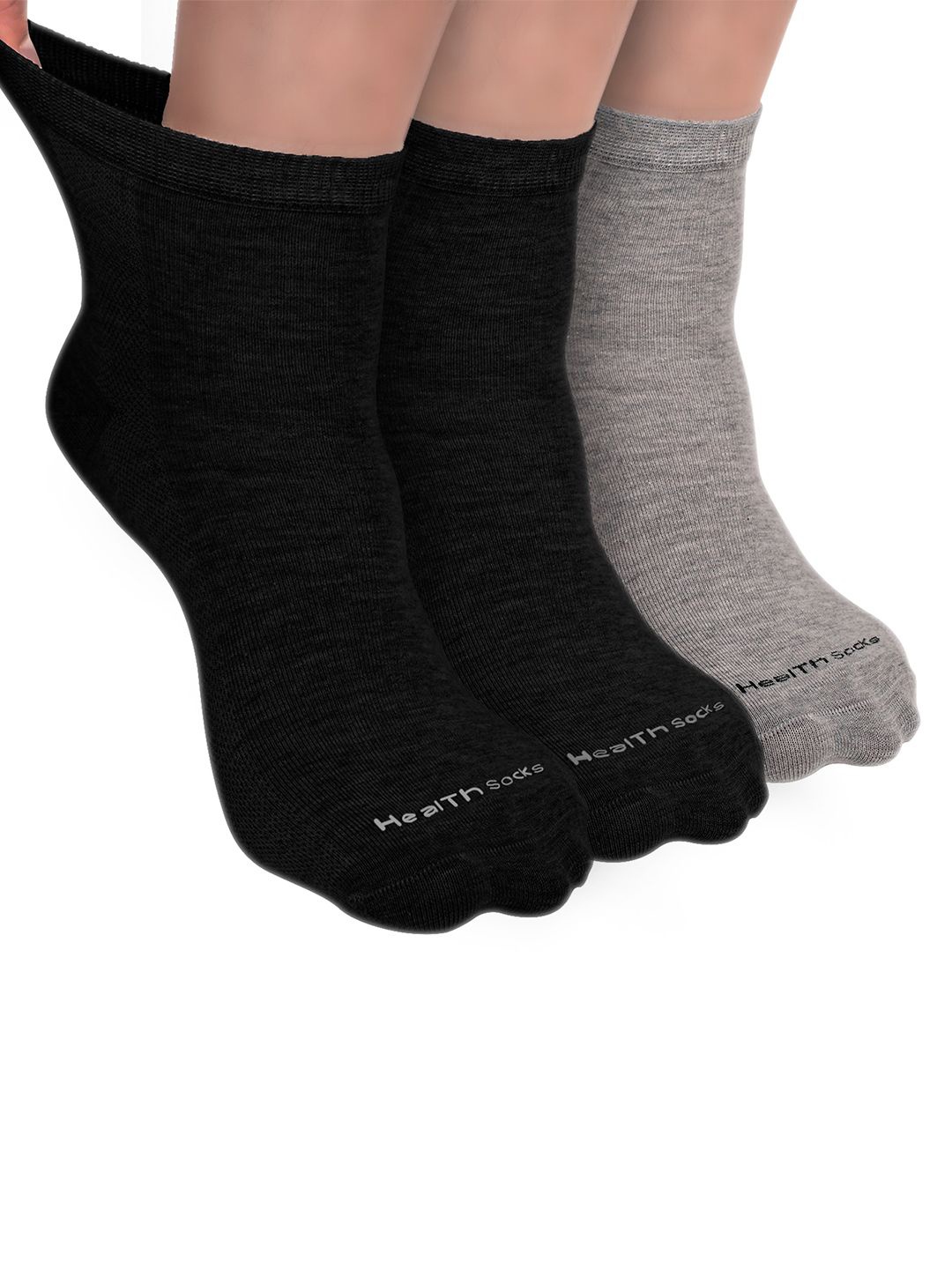 

FOOTPRINT Men 3 Pairs Seamless Organic Cotton Crew-Length Bamboo Socks, Black