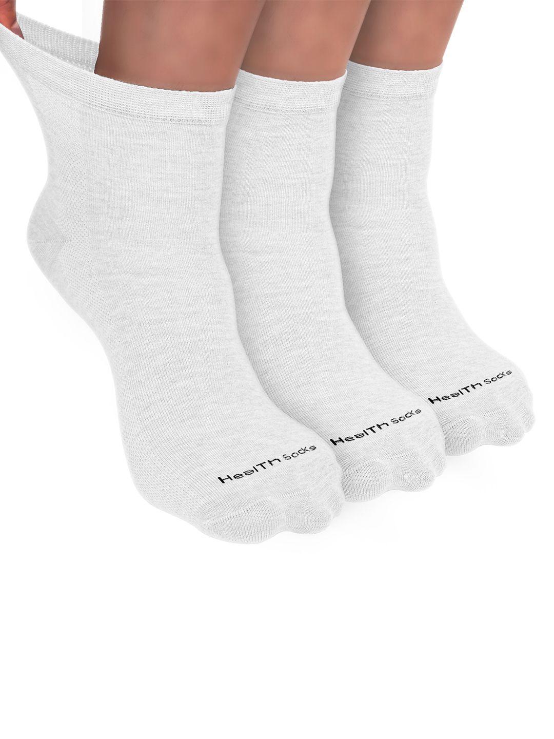 

FOOTPRINT Men 3 Pairs Seamless Organic Cotton Ankle-Length Bamboo Socks, White
