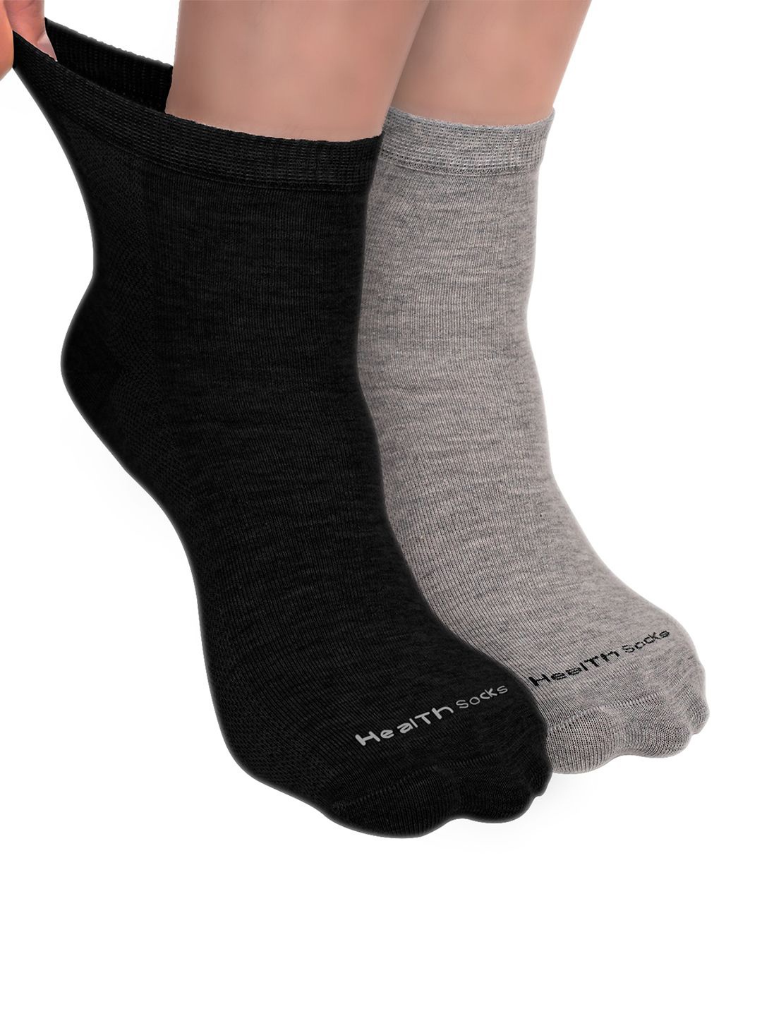

FOOTPRINT Men 2 Pairs Seamless Organic Cotton Ankle-Length Bamboo Socks, Grey