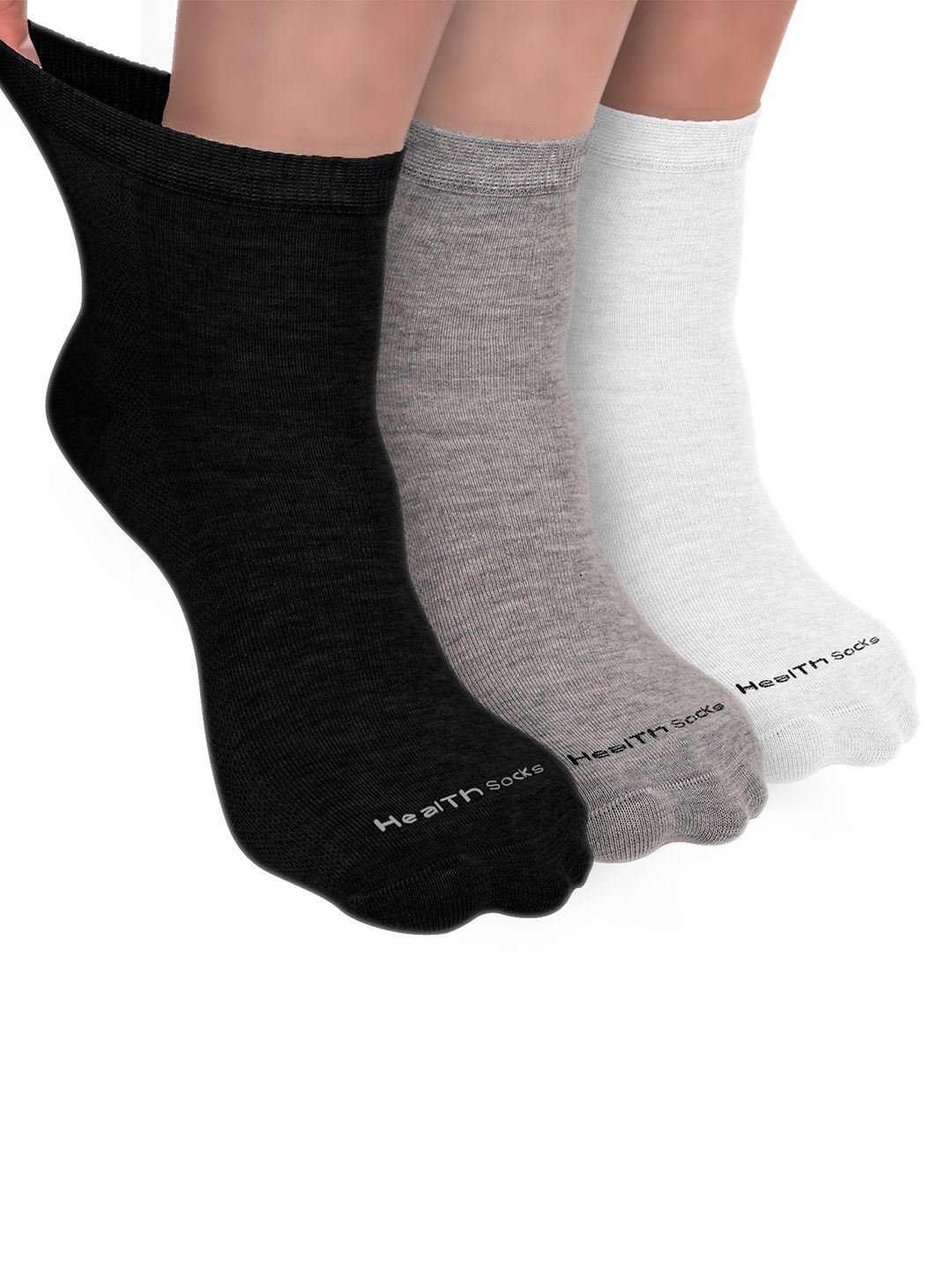 

FOOTPRINT Men 3 Pairs Seamless Organic Cotton Ankle-Length Bamboo Socks, Black