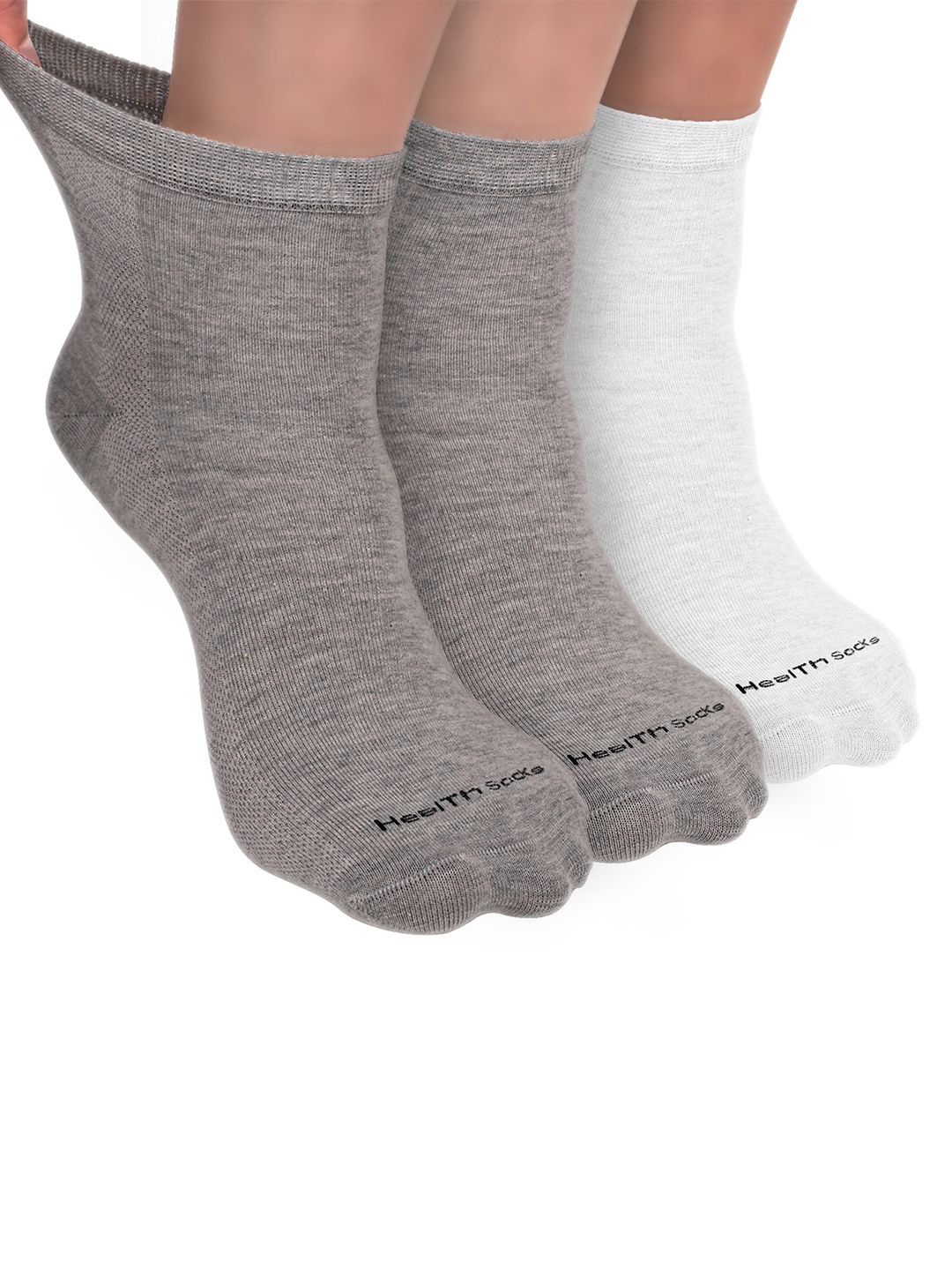 

FOOTPRINT Men 3 Pairs Seamless Organic Cotton Ankle-Length Bamboo Socks, Grey