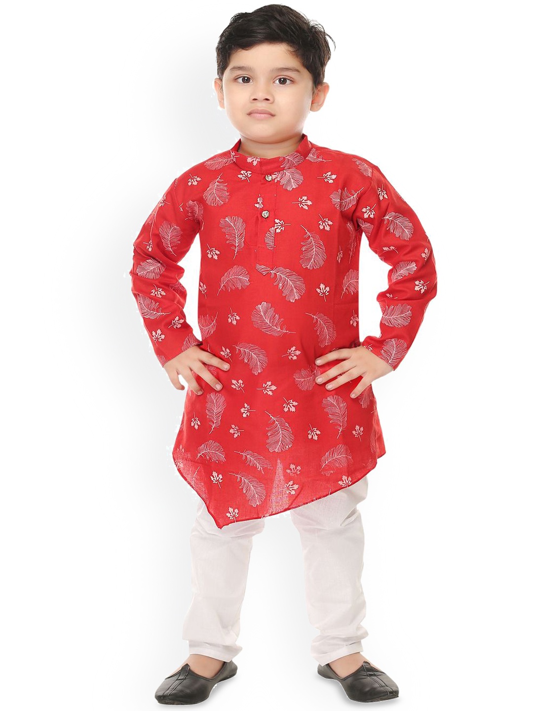 

BAESD Boys Ethnic Motifs Printed Straight Kurta with Trousers, Red
