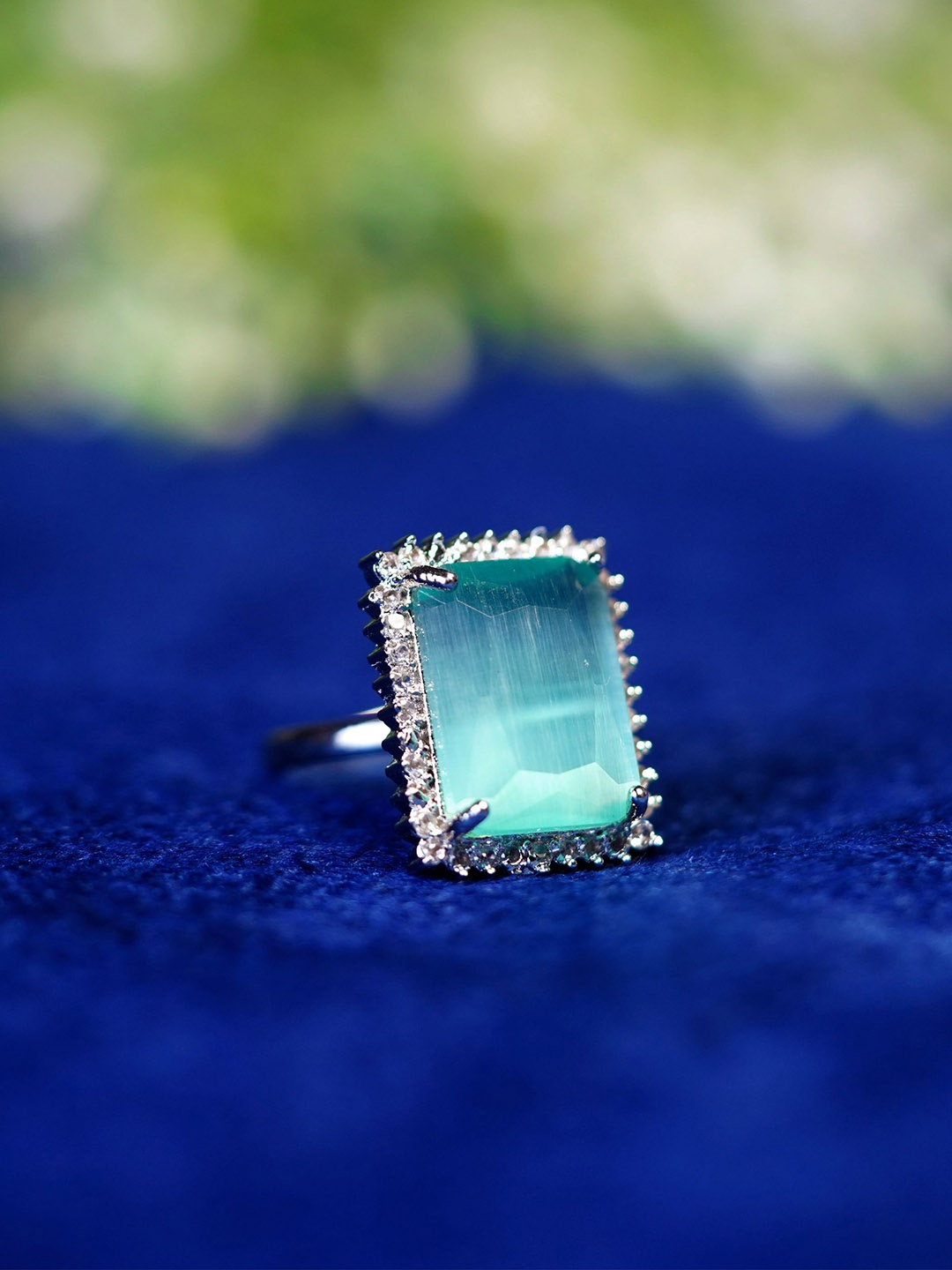 

Zoey Silver-Plated American Diamond-Studded Finger Ring