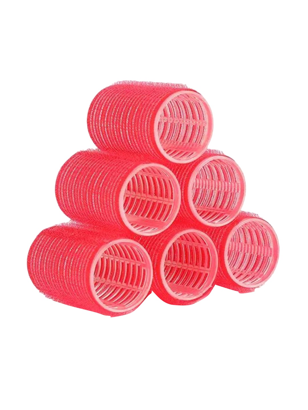 

MATRA 6 Pcs Self-Grip Velcro Heatless Curling Clips Hair Rollers for Voluminous Curls, Red