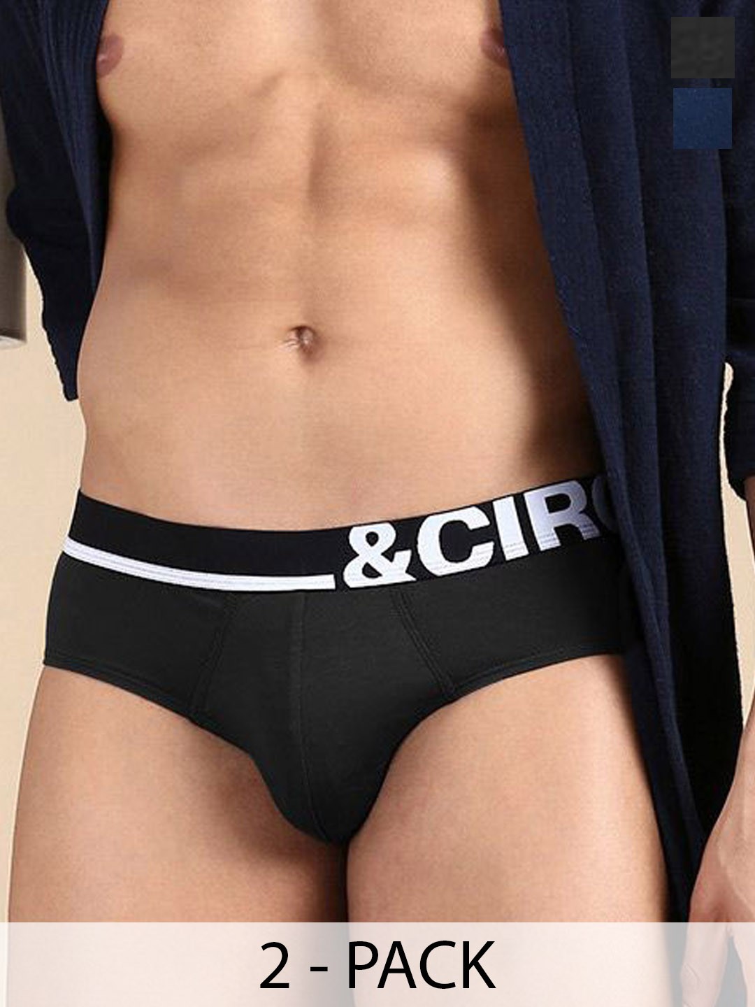 

&CIRCUS Men Solid Mid-Rise Modal Briefs, Black