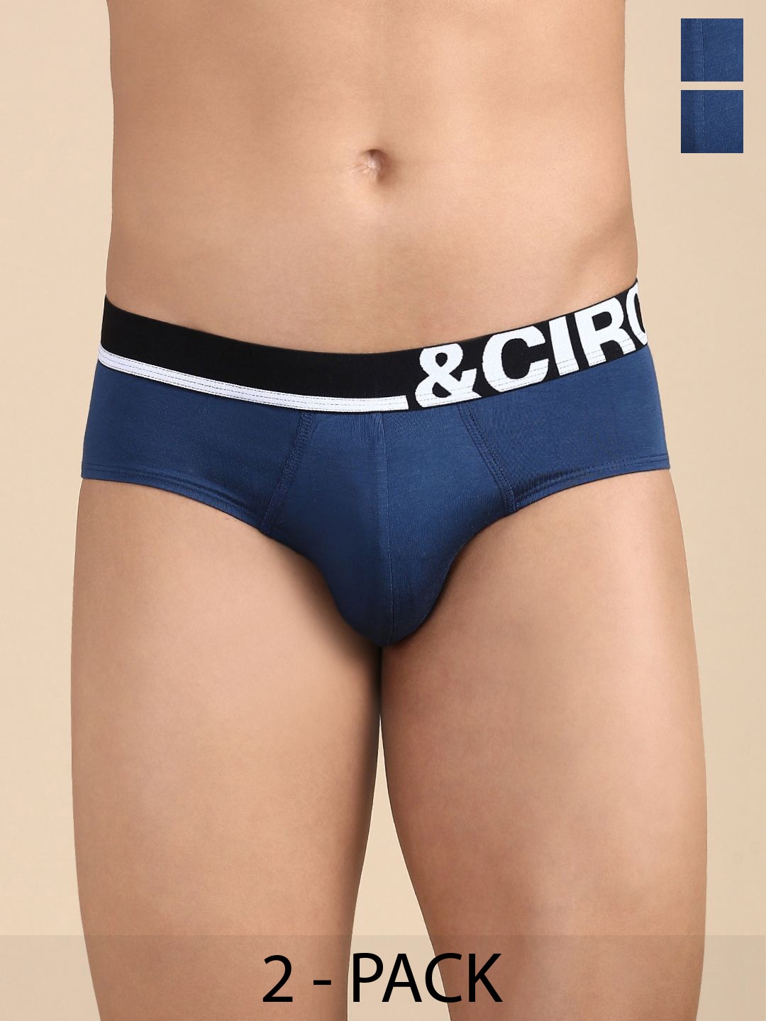 

&CIRCUS Men Solid Mid-Rise Modal Briefs, Blue