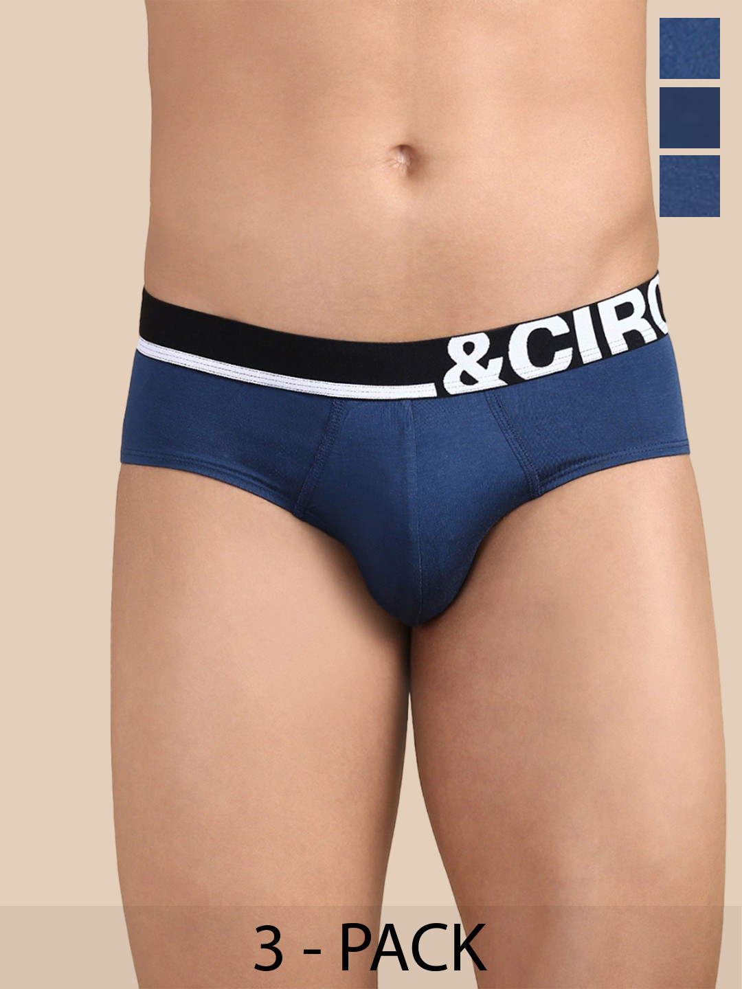 

&CIRCUS Men Solid Mid-Rise Modal Briefs, Blue