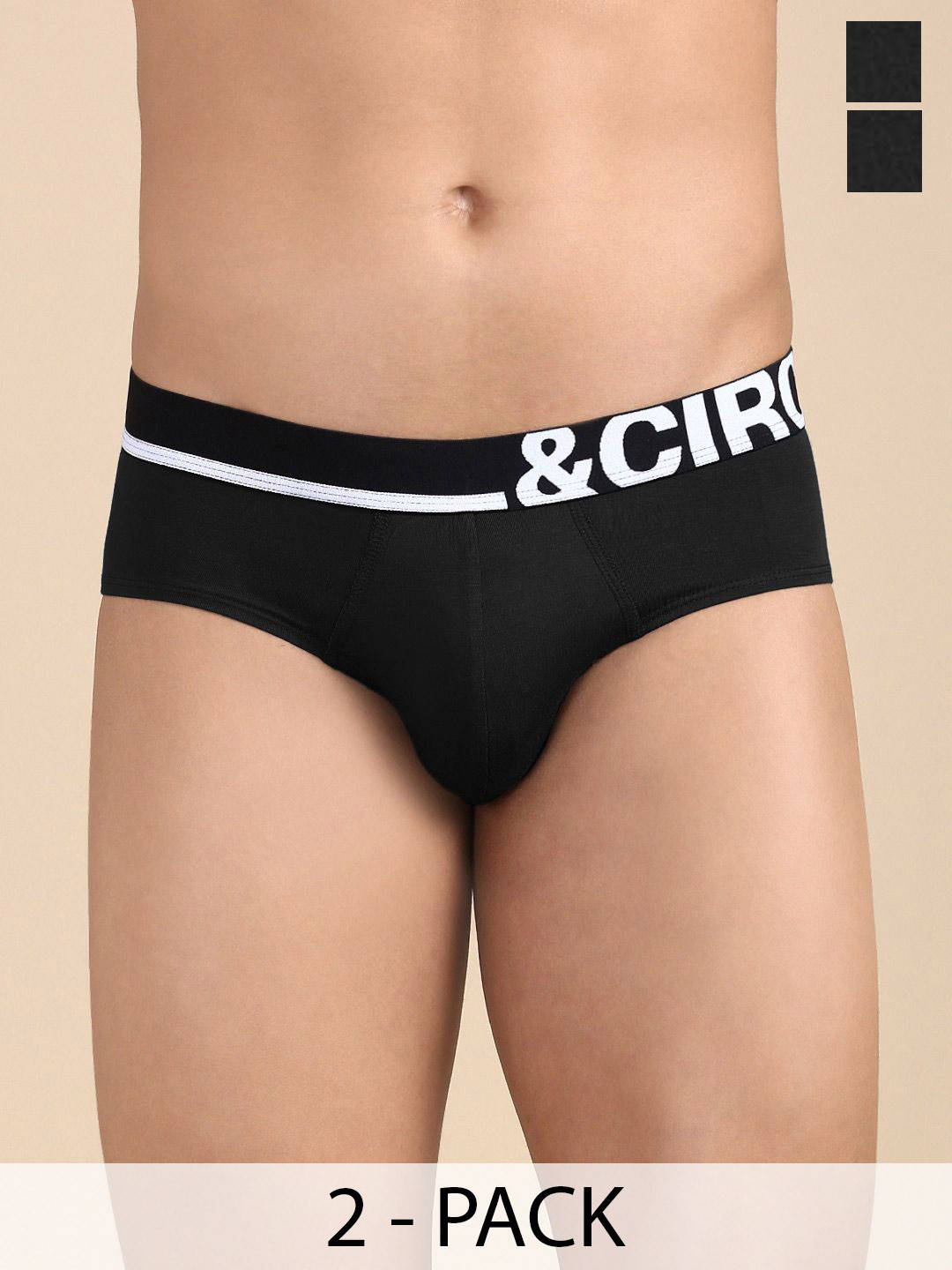 

&CIRCUS Men Solid Mid-Rise Modal Briefs, Black