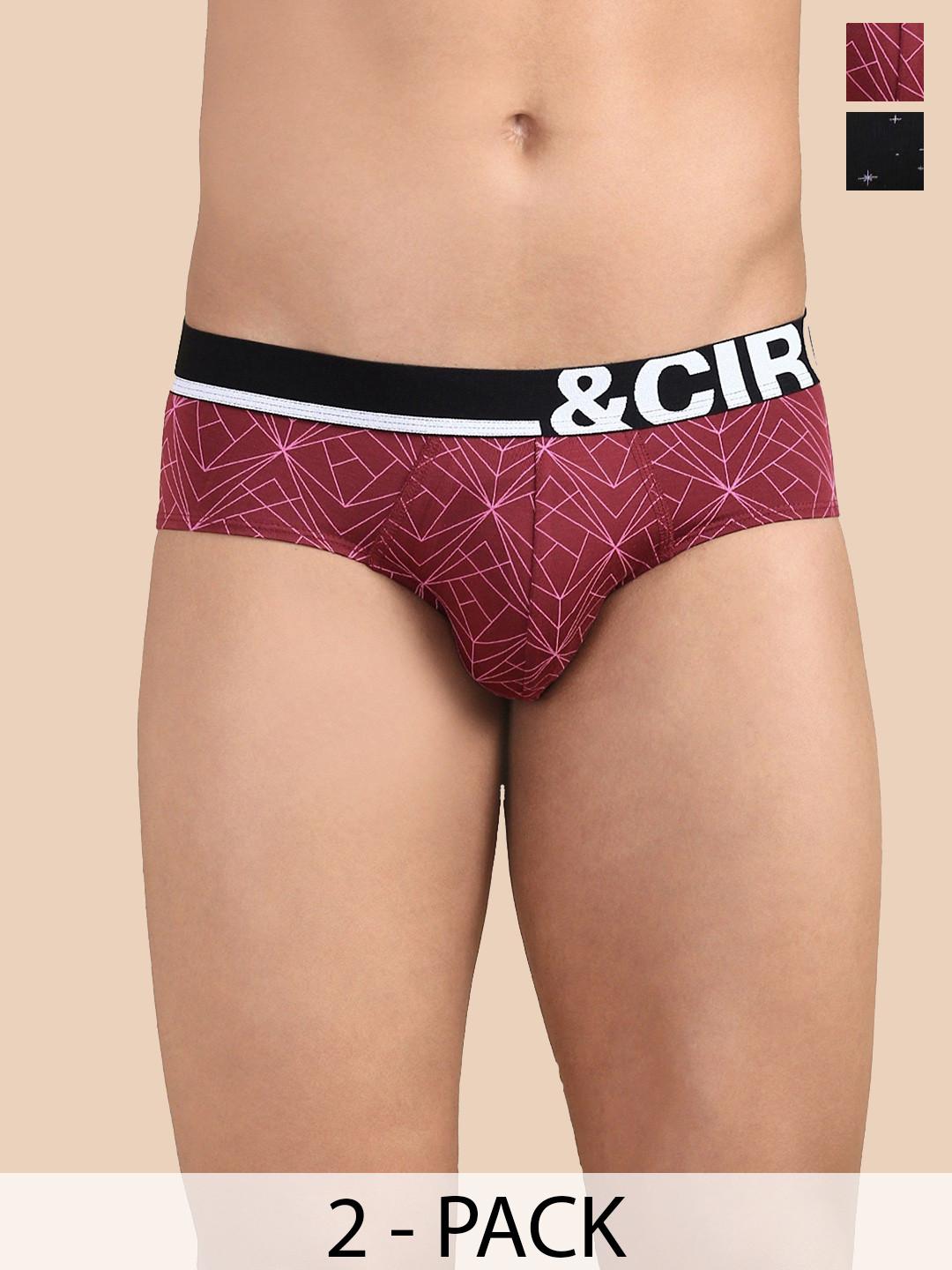 

&CIRCUS Men Solid Mid-Rise Modal Briefs, Black