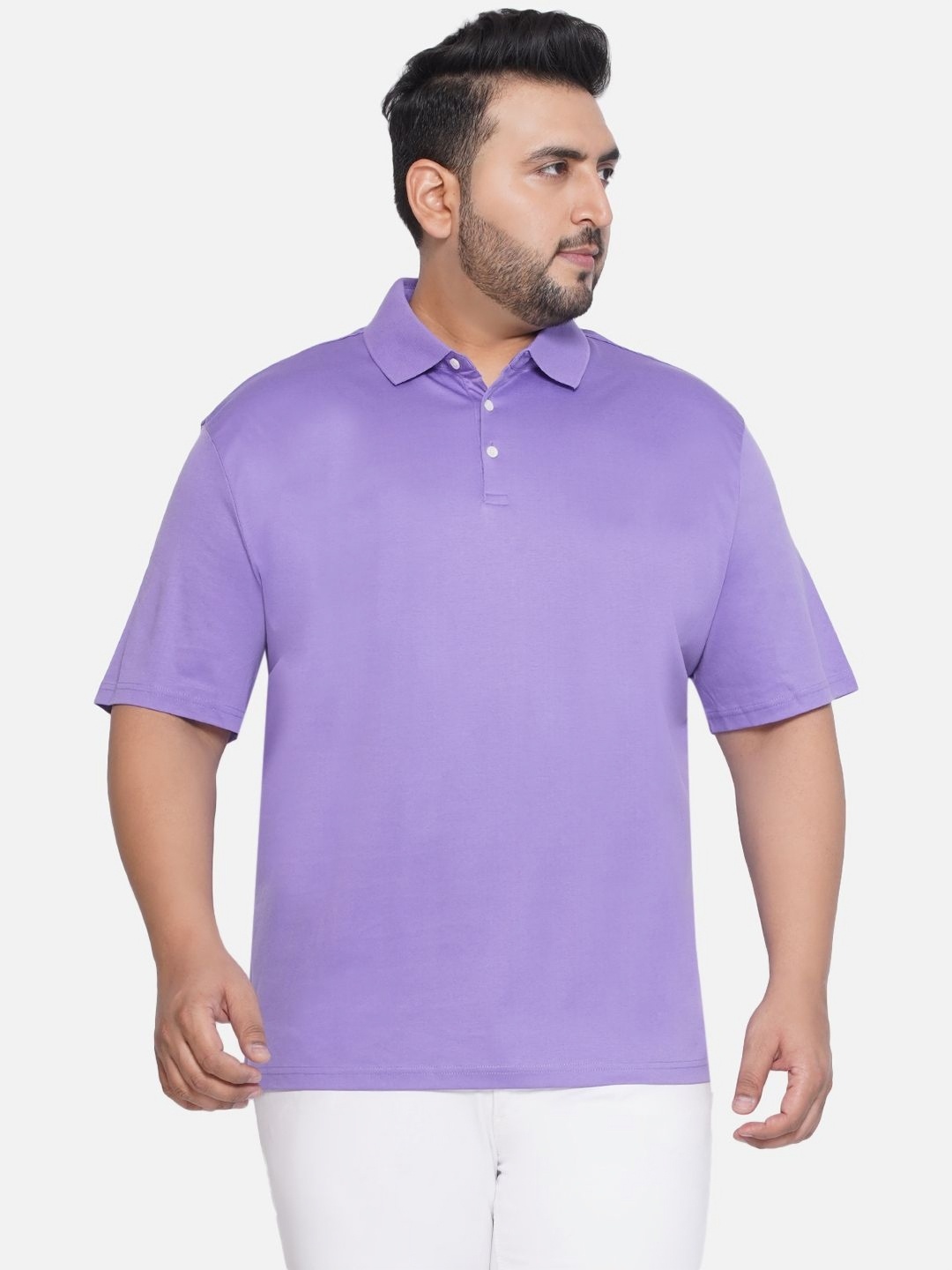 

Santonio Men Solid Polo Collar Cotton T-Shirt, Purple