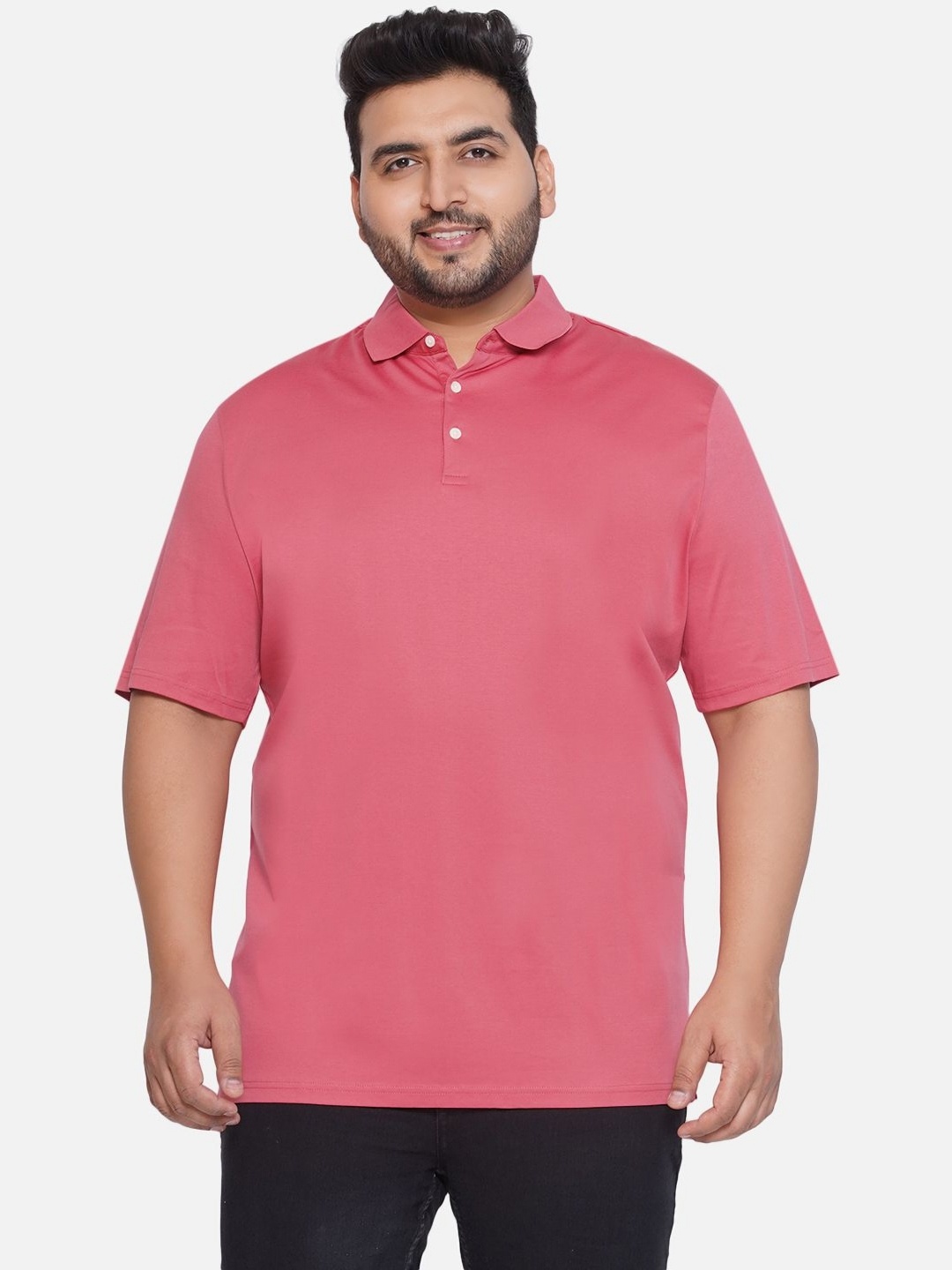 

Santonio Men Plus Size Polo Collar T-shirt, Pink