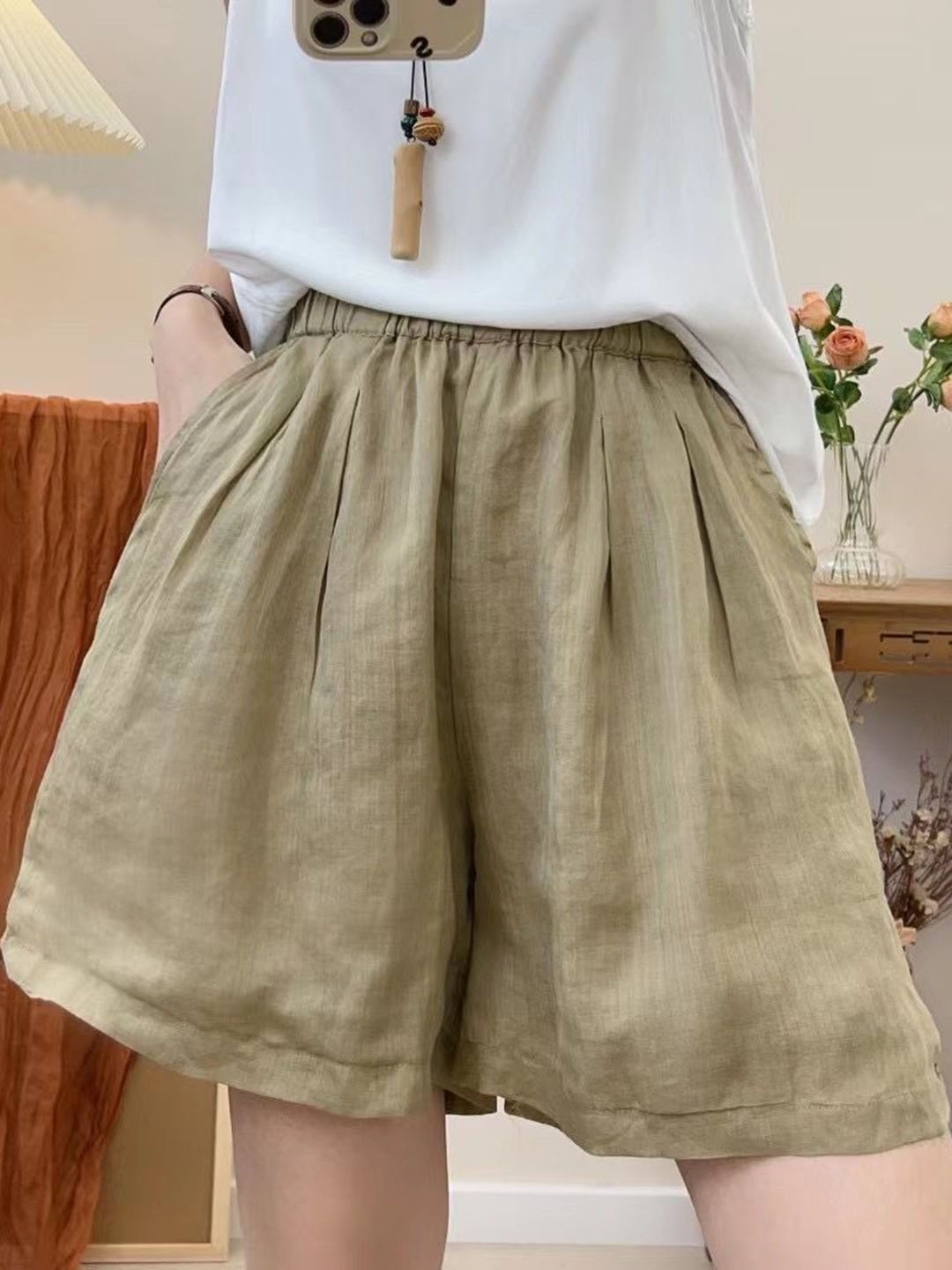 

StyleCast Women Solid Shorts, Khaki