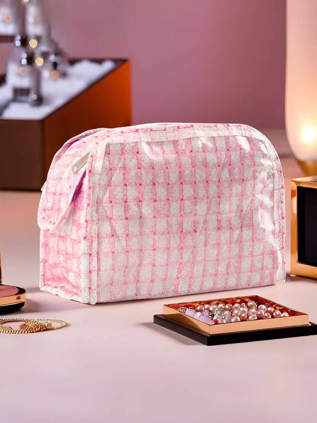 

Kuber Industries Pink & White Regular Jewellery Organisers