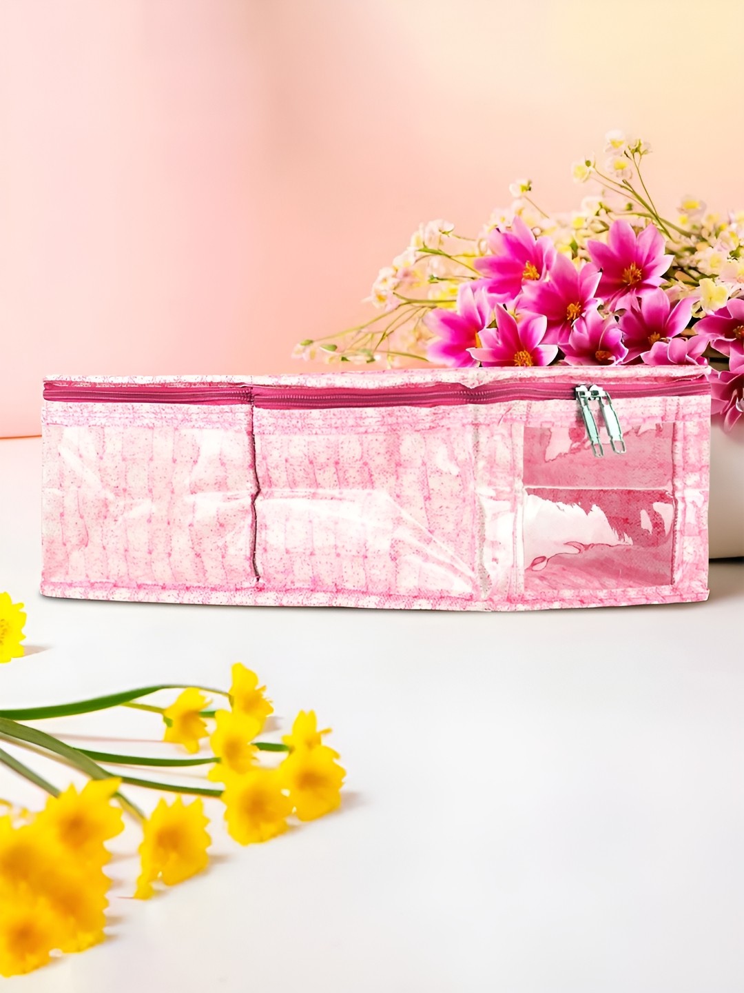 

Kuber Industries Pink & White Printed Regular Multi-Utility Organiser