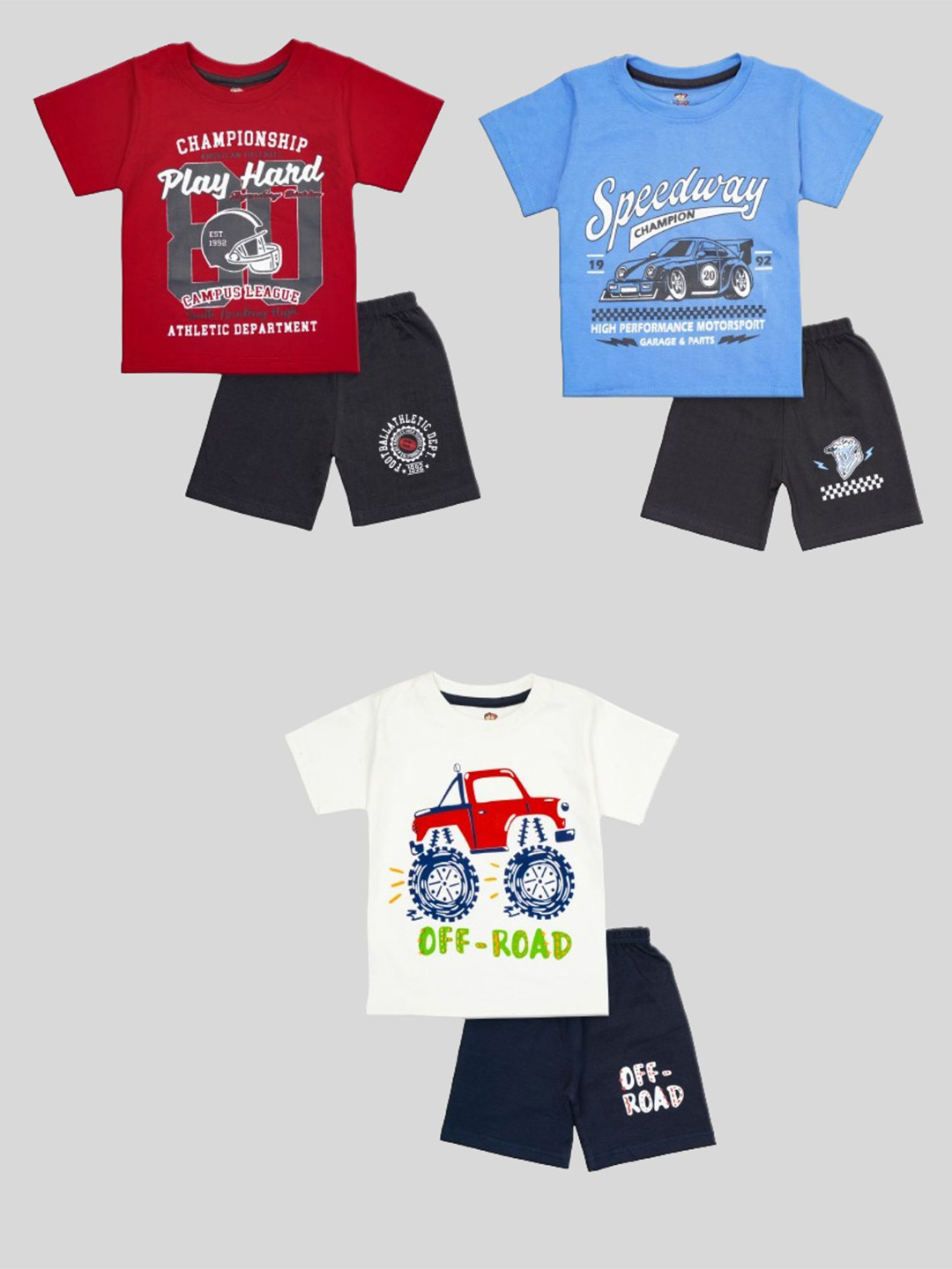 

BAESD Boys Pack Of 3 Printed Pure Cotton T-shirt with Shorts, White