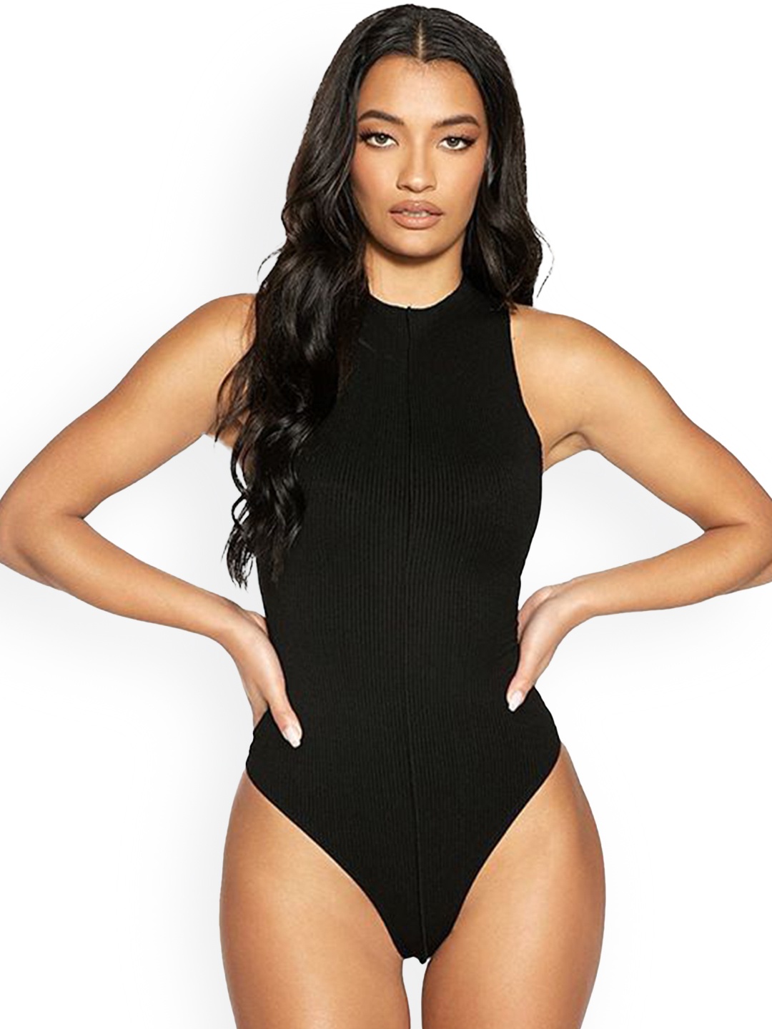 

StyleCast Round Neck Sleeveless Bodysuit, Black