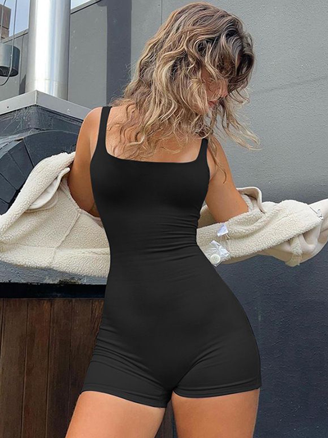 

StyleCast Shoulder Straps Neck Bodysuit, Black