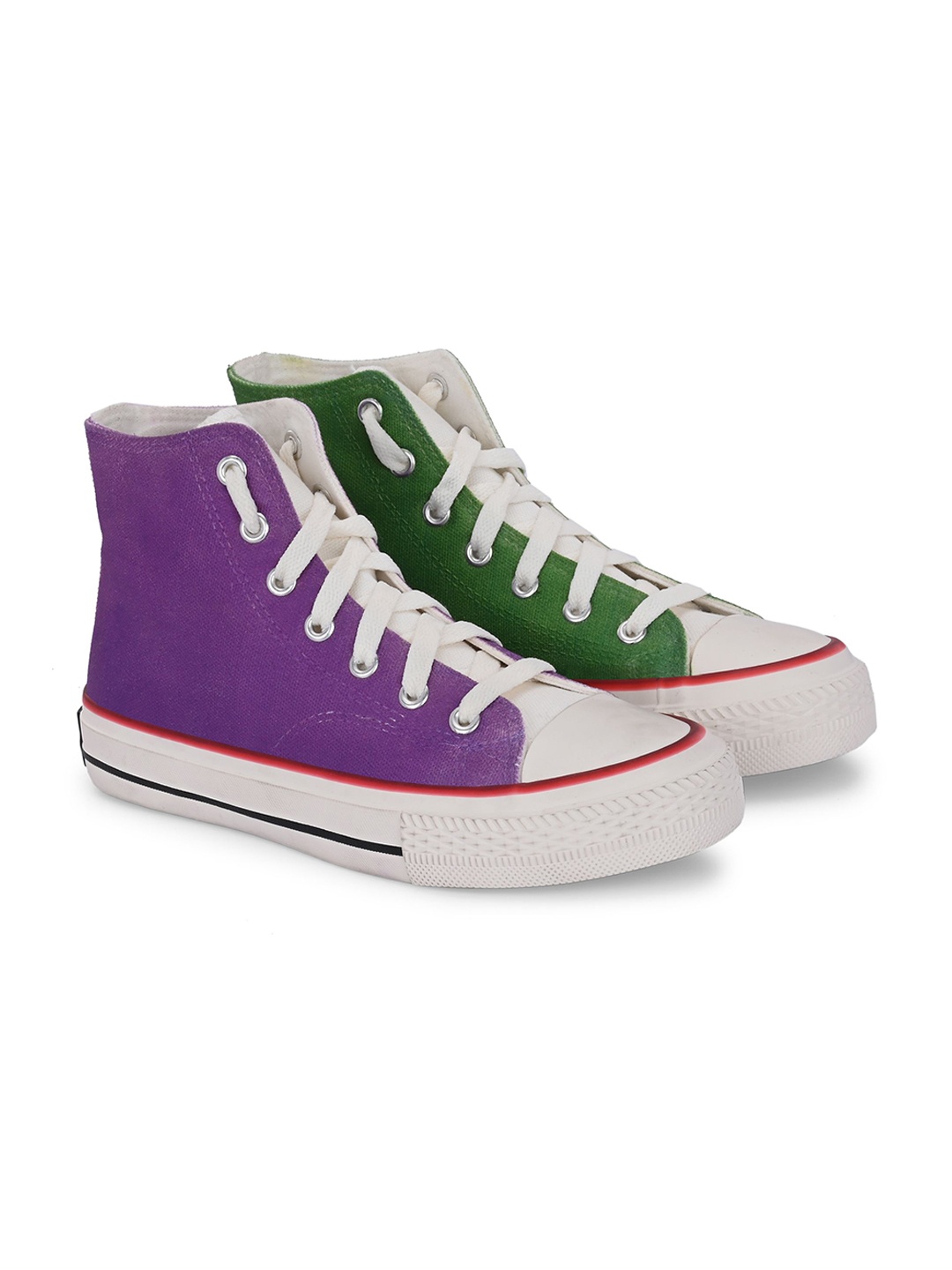 

CROWCIA LONDON Men Colourblocked High-Top Sneakers, Purple