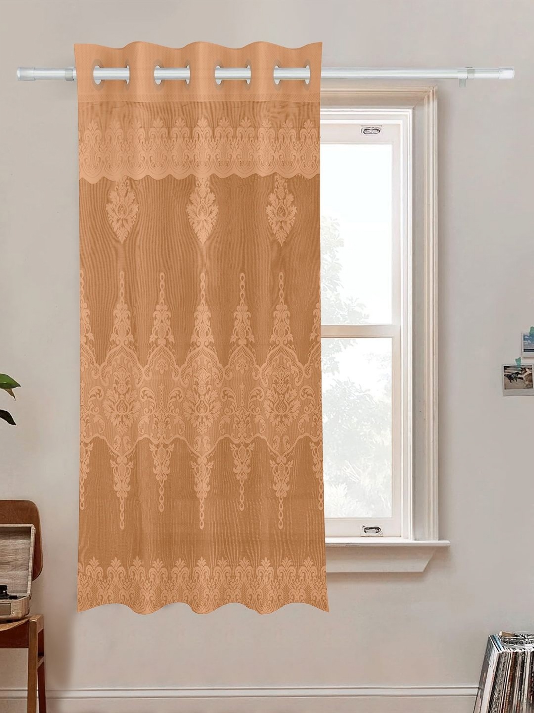 

Kuber Industries Gold-Toned Ethnic Motifs Cotton Window Curtain