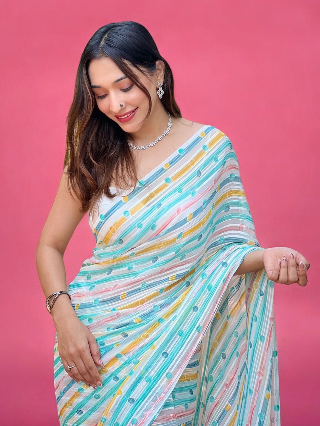 

Vastrasky Global Printed Celebrity Saree, Blue