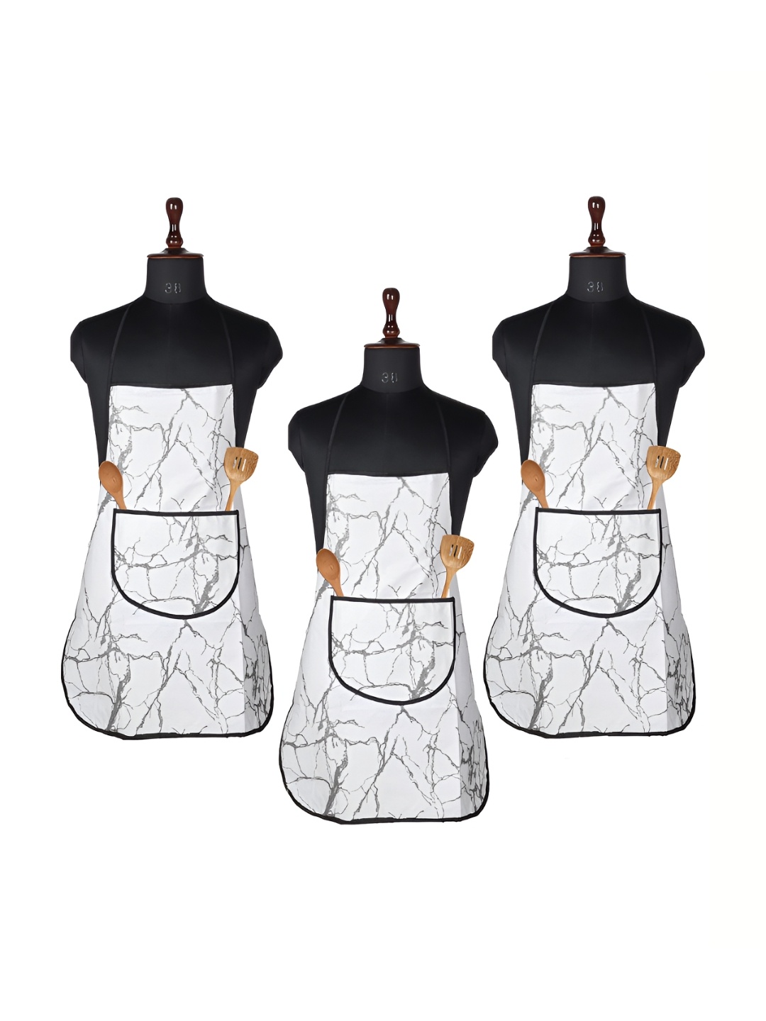 

Kuber Industries Grey 3 Pieces Front Pocket Printed Aprons