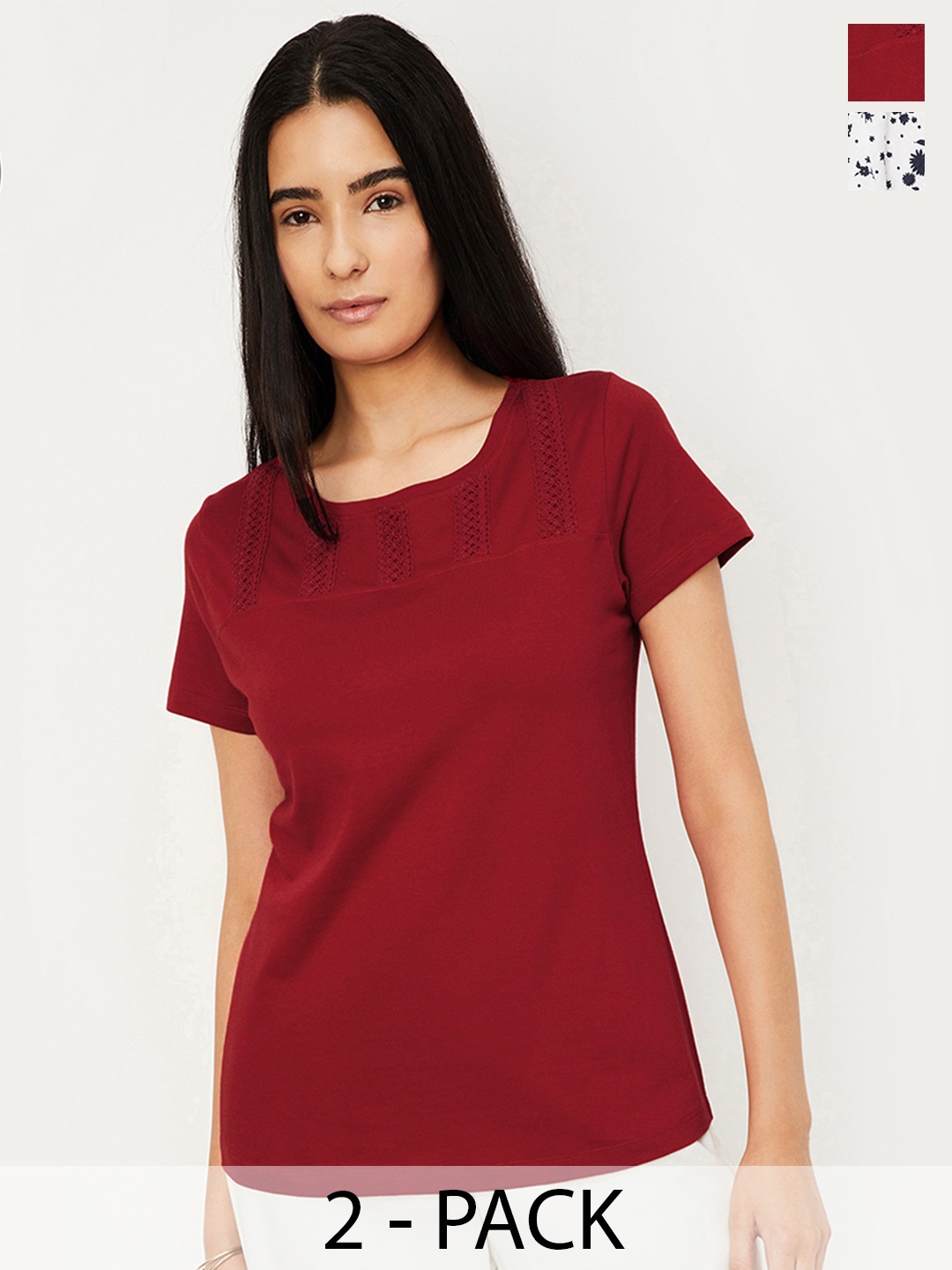 

max Women Pack of 2 Assorted T-shirts, Multi