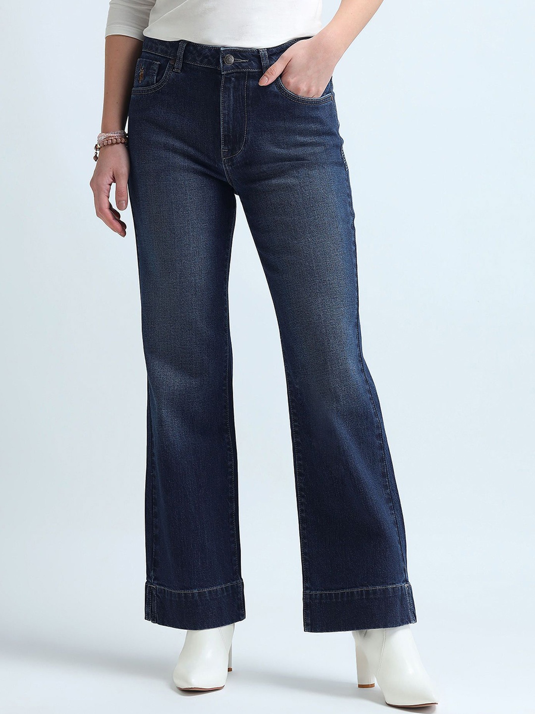 

U.S. Polo Assn. Women Bootcut Light Fade Stretchable Jeans, Navy blue