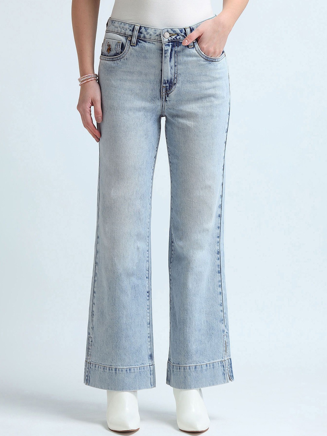 

U.S. Polo Assn. Women Bootcut Heavy Fade Stretchable Jeans, Blue