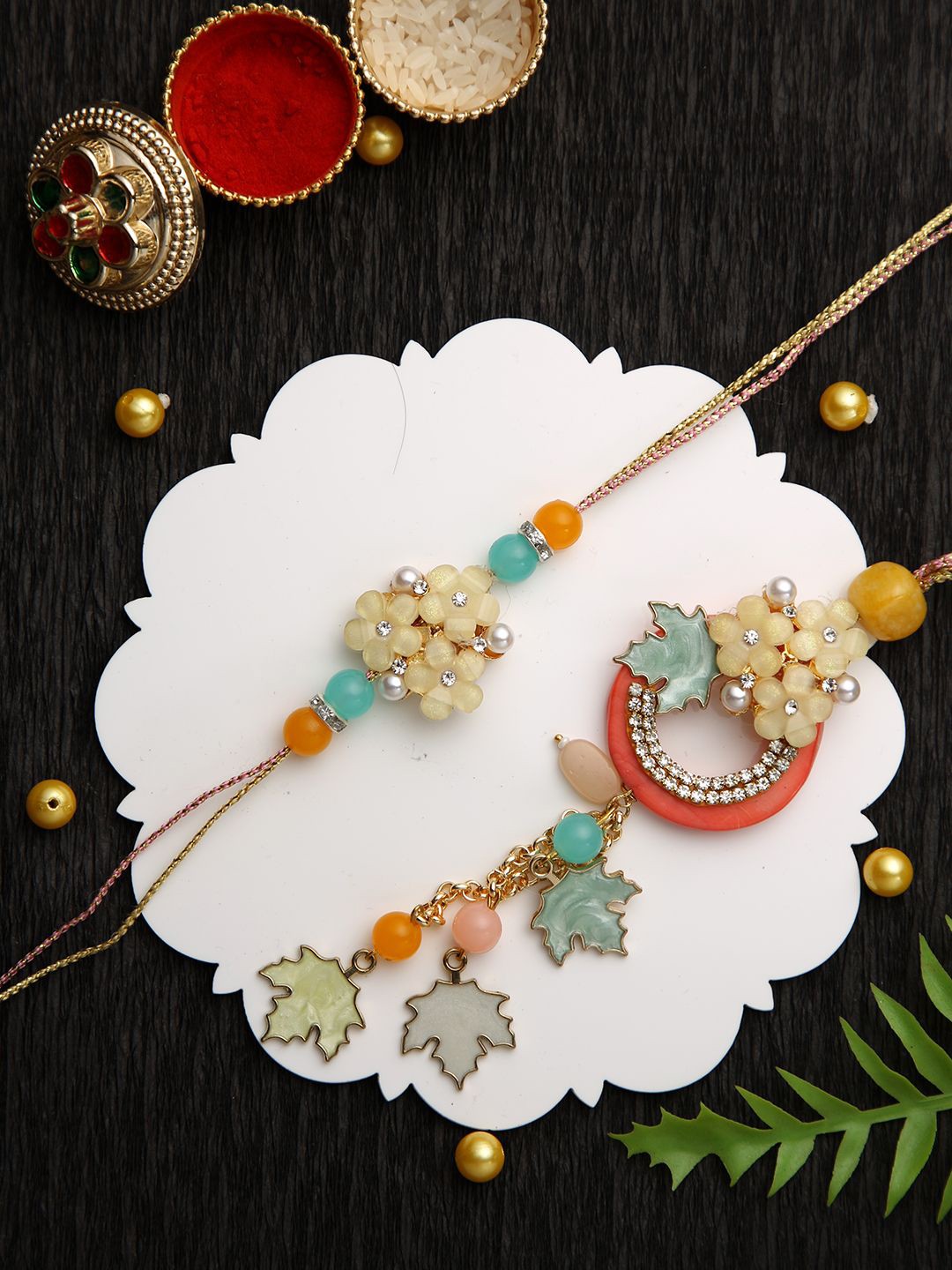 

Aapno Rajasthan Bhaiya Bhabhi Rakhi With Beautiful Box & Roli Chawal, Blue