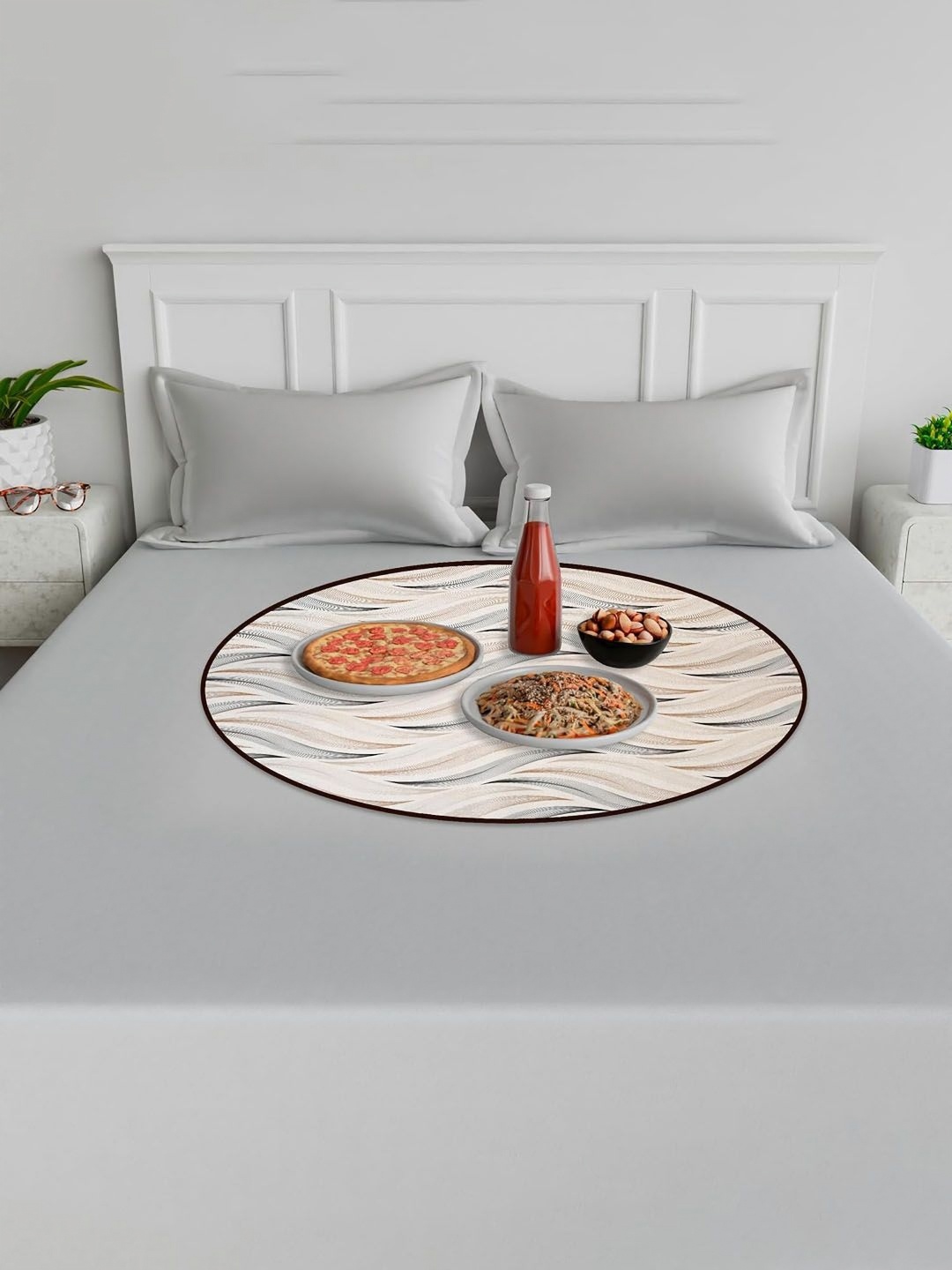 

Kuber Industries Cream Colored Round Printed Table Placemats