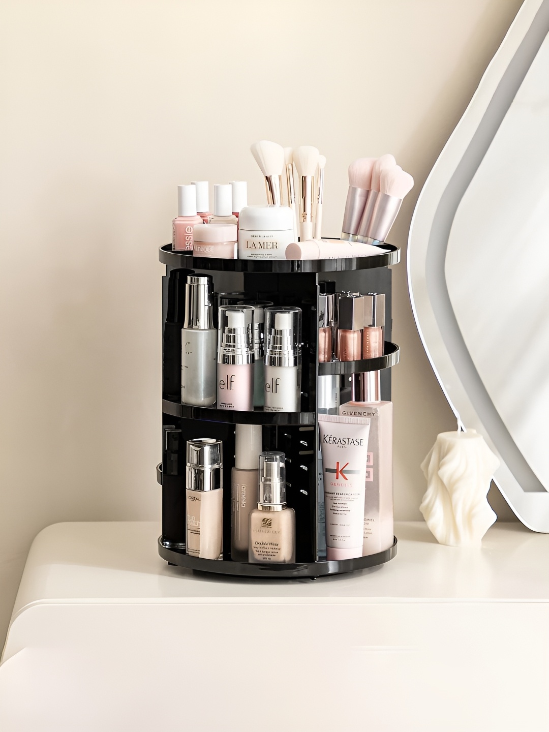 

Kuber Industries Black Regular Makeup Organiser