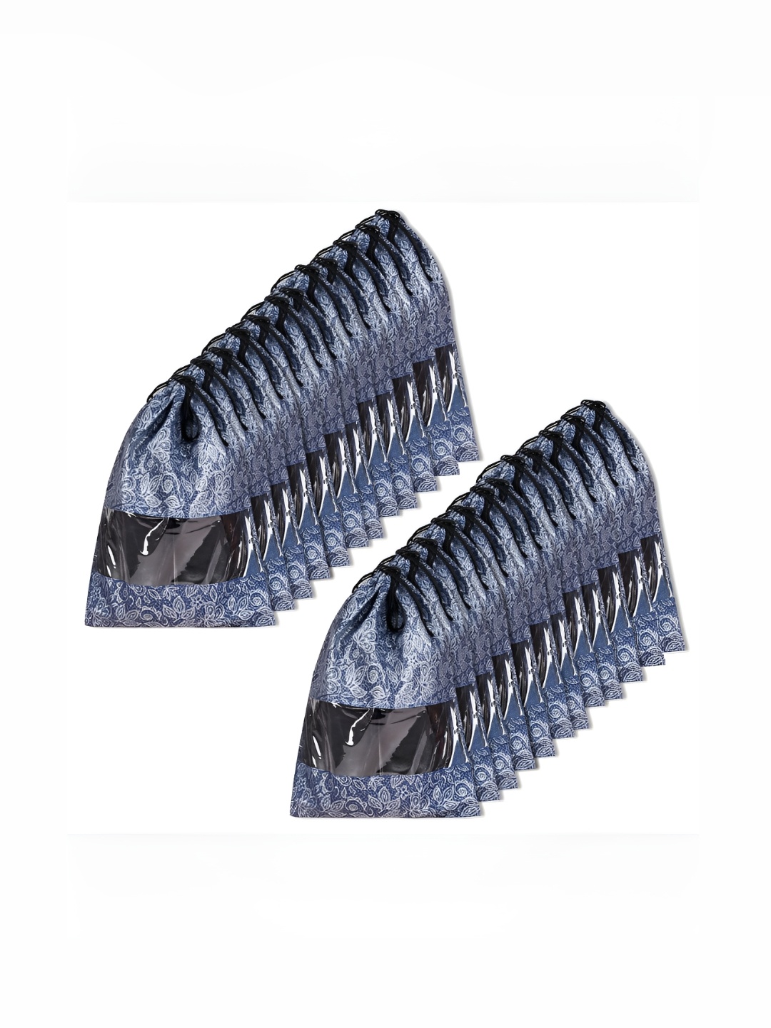 

Kuber Industries Navy Blue 24 Pieces Printed Shoe Bags With Clear Window