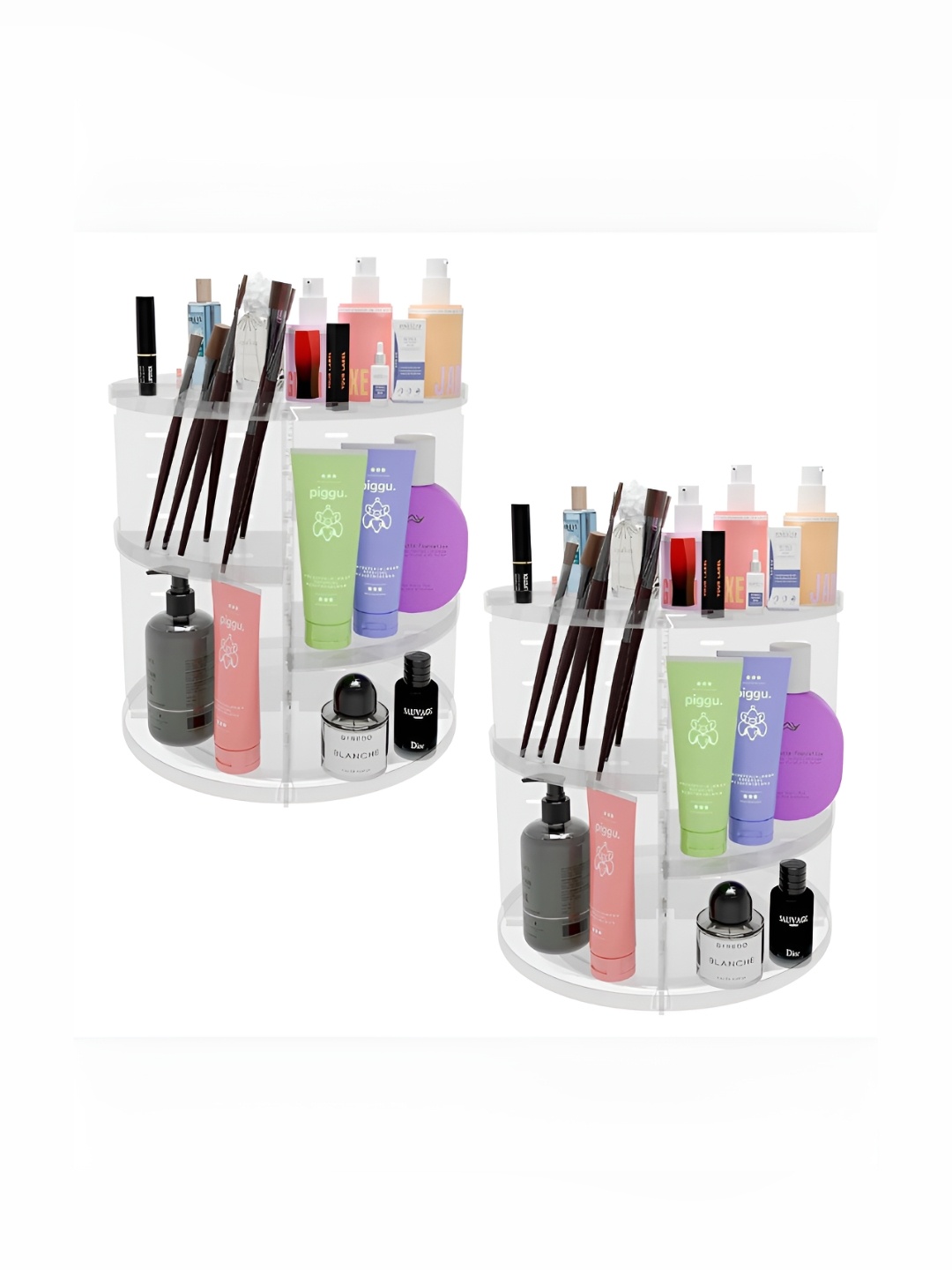 

Kuber Industries Transparent 2 Pieces Makeup Organisers