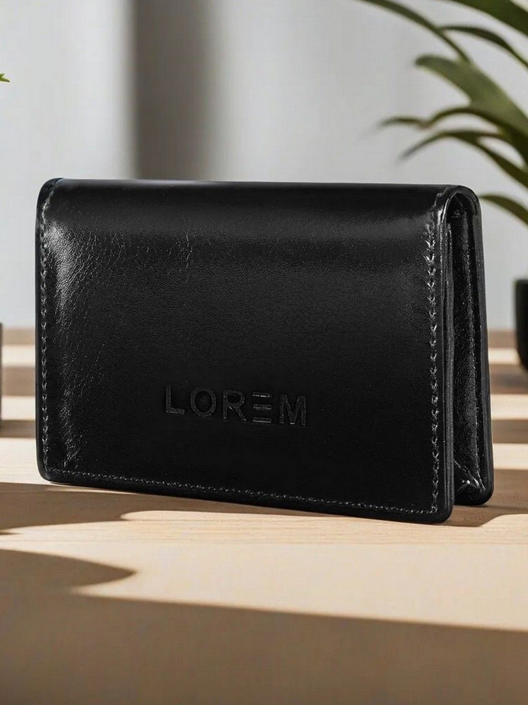 

LOREM Men Solid Leather Card Holder, Black